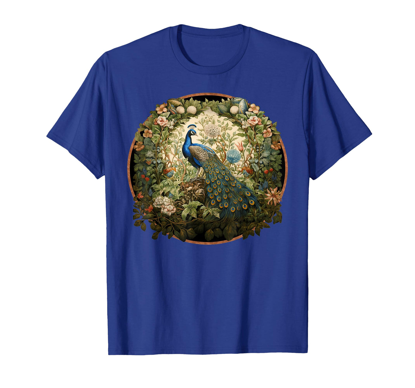 Beautiful Peacock in William Morris Style Garden T-Shirt