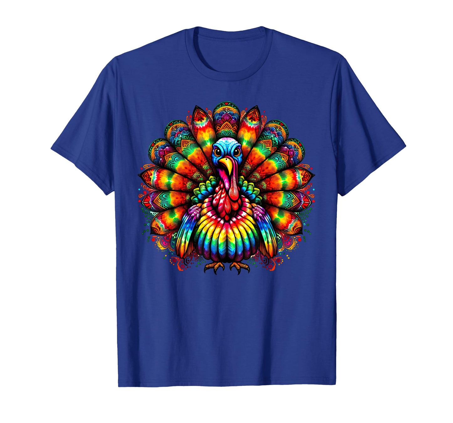 Cool Turkey Thanksgiving Spirit Animal Illustration Tie Dye T-Shirt