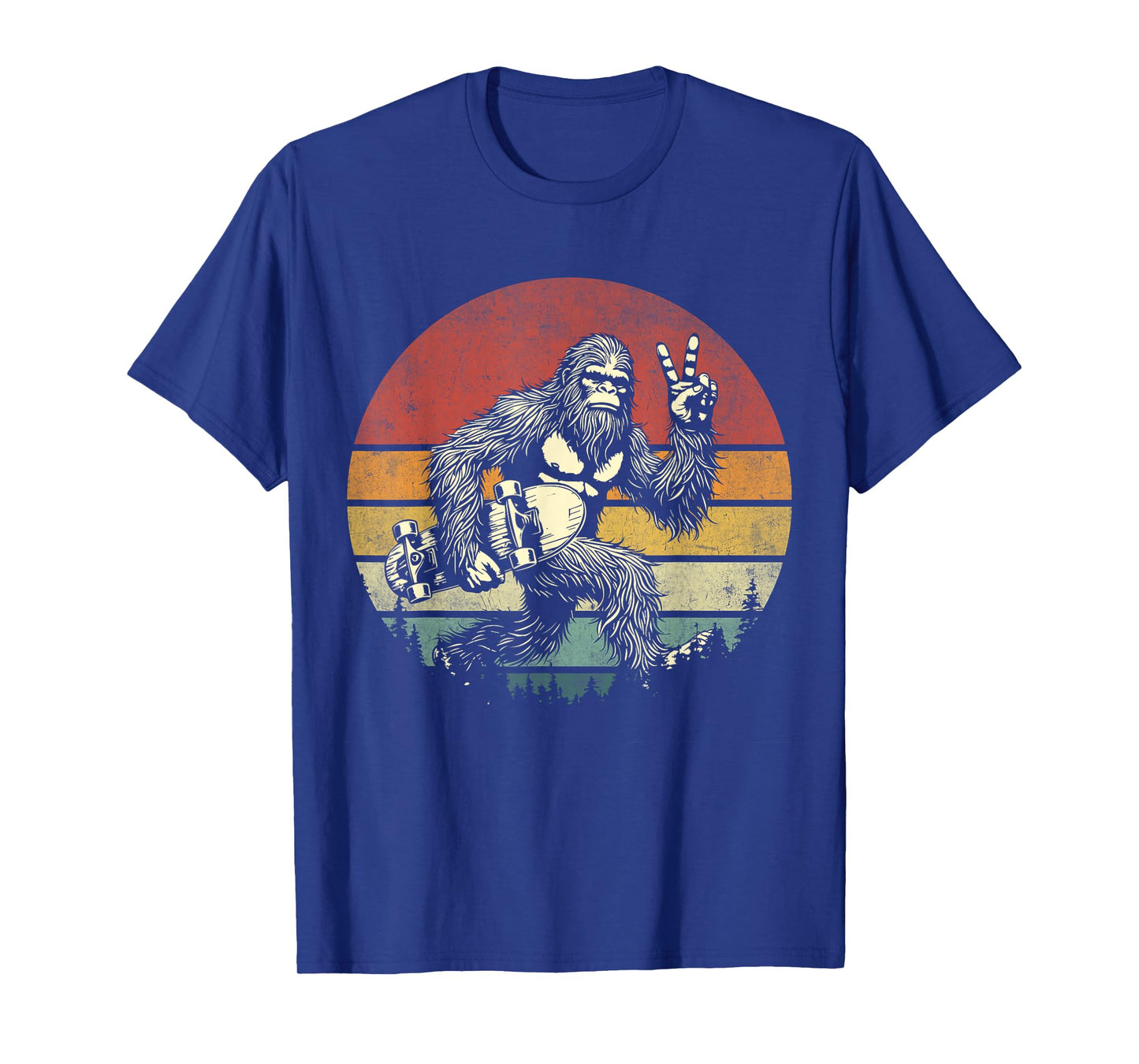 Funny Retro Bigfoot Skater Vintage Sasquatch Skateboarding T-Shirt