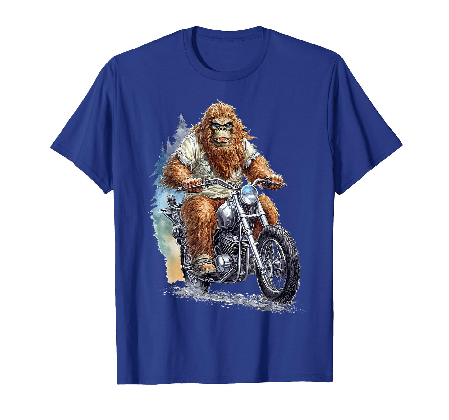 Bigfoot Riding Motorcycle Bike Funny Bigfoot Sasquatch Biker T-Shirt