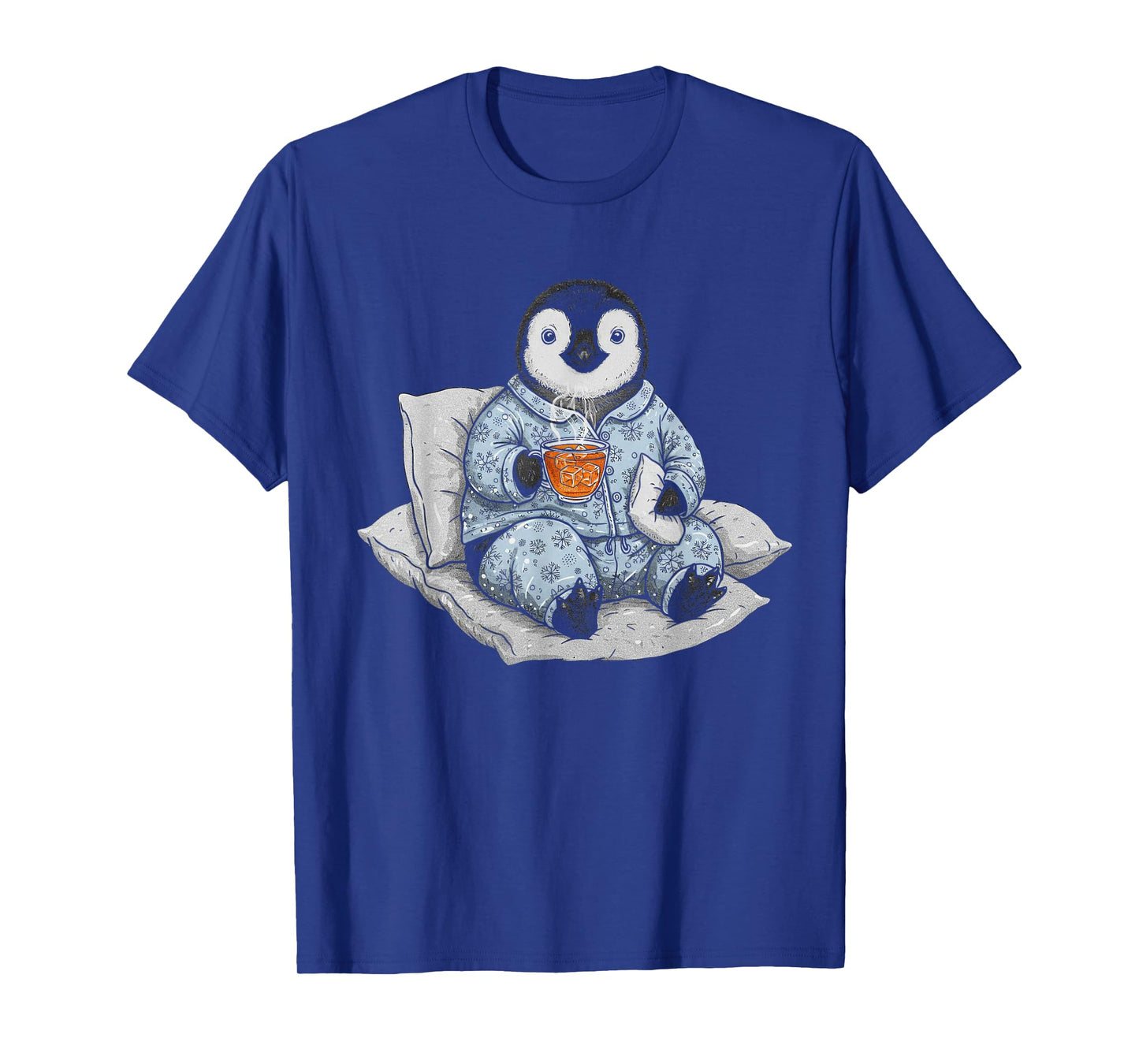 Funny Sleepy Penguin And Tea Lover Humor Pajama Sleepwear T-Shirt