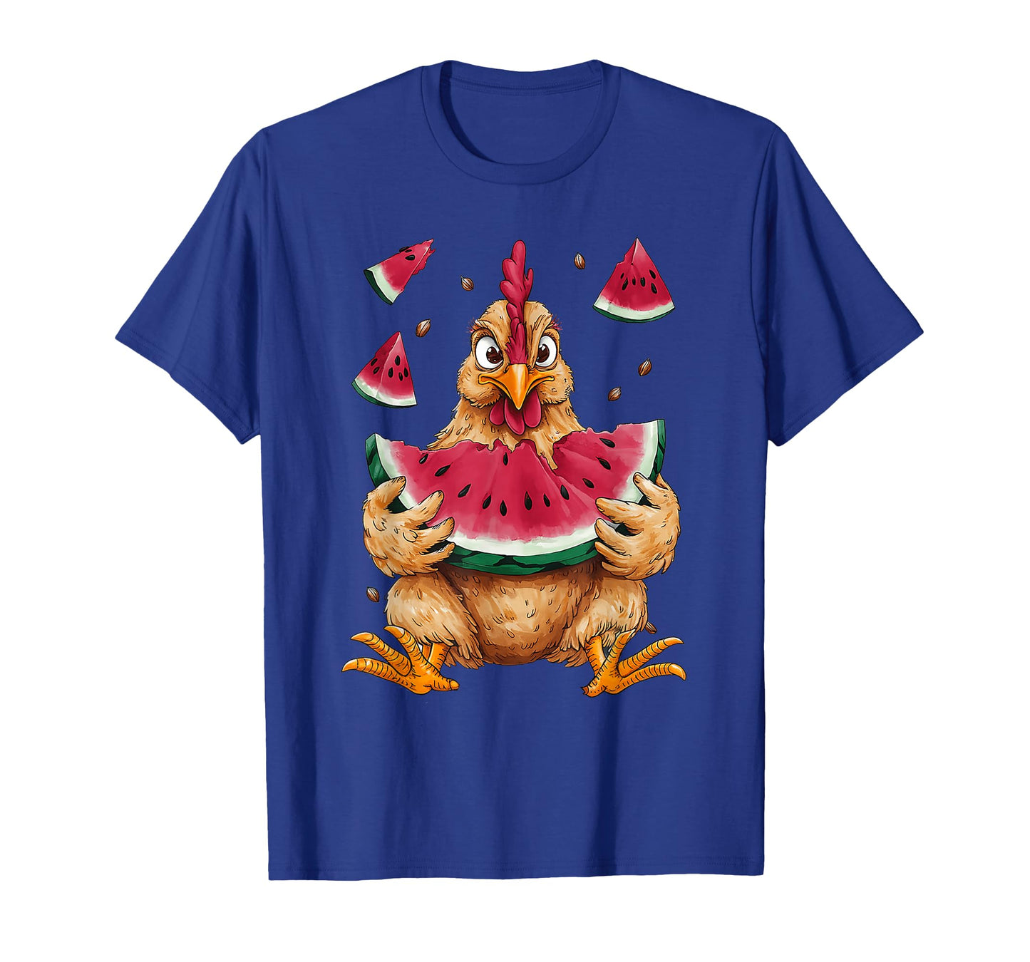 Cute Chicken Eating Watermelon Fruit Summer Men Women Girls T-Shirt