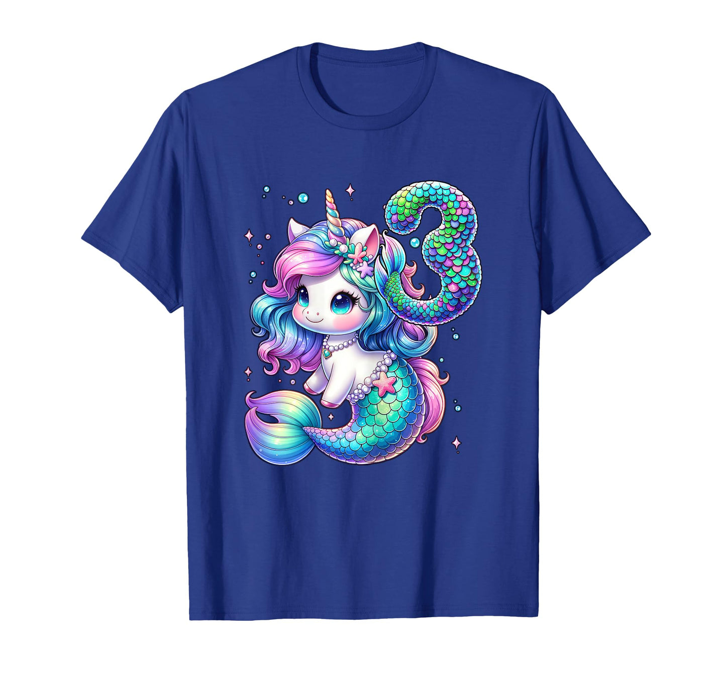 Unicorn Mermaid 3rd Birthday 3 Year Old Party Girls Outfit T-Shirt