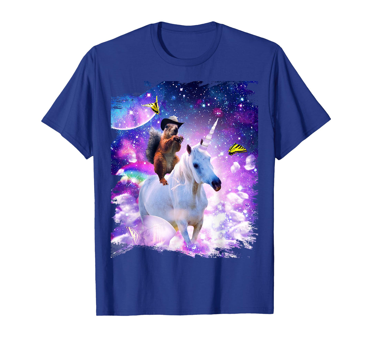 Random Galaxy Cowboy Squirrel Riding Unicorn T-Shirt
