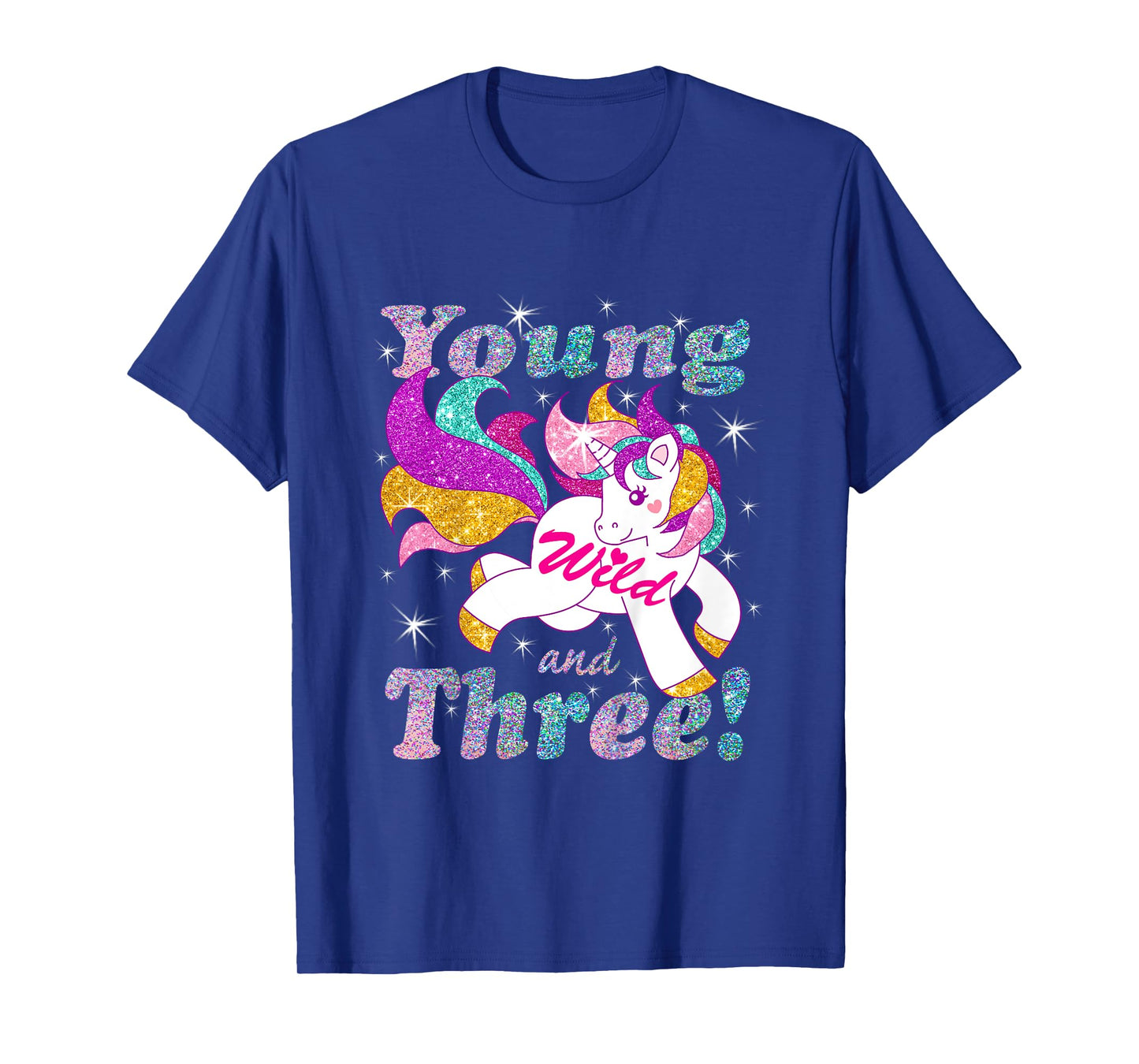 Young Wild and Three (3 year old) Birthday Shirt Girl Outfit T-Shirt