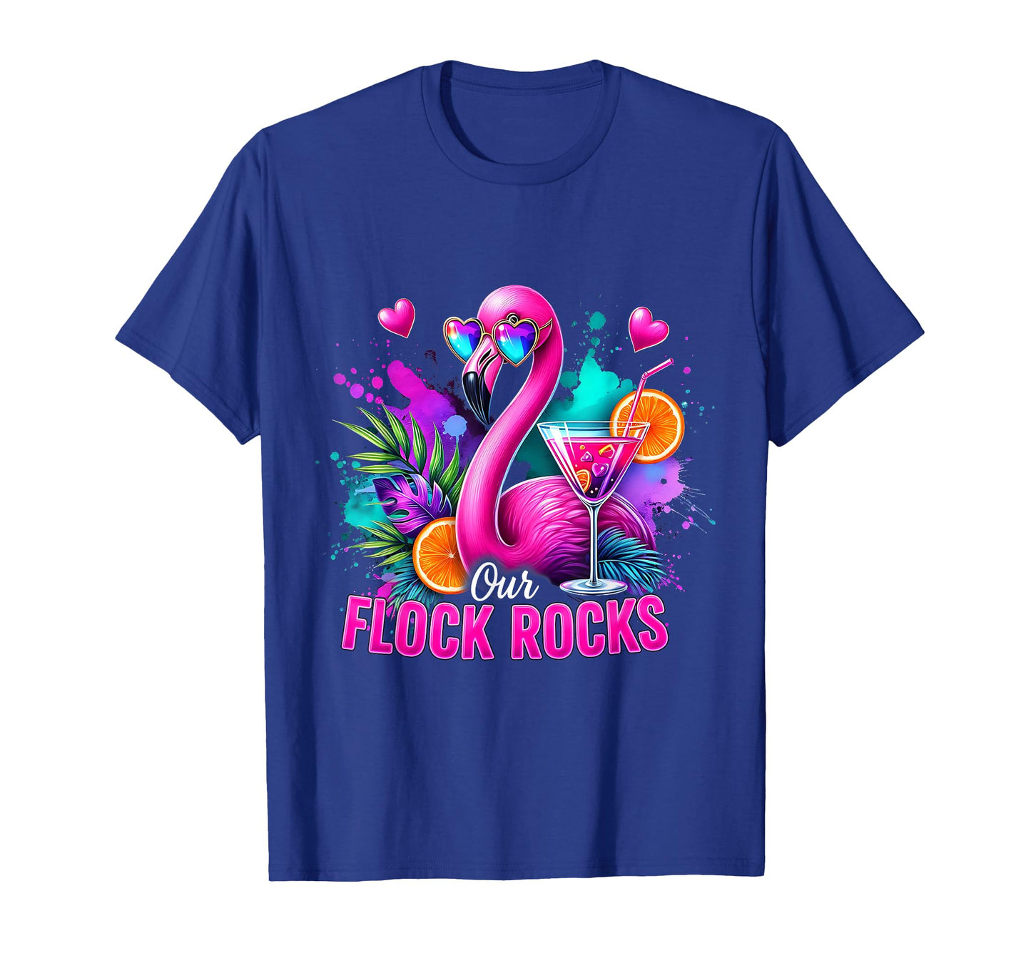 Our Flock Rocks Flamingo Summer Vacation Family Matching T-Shirt