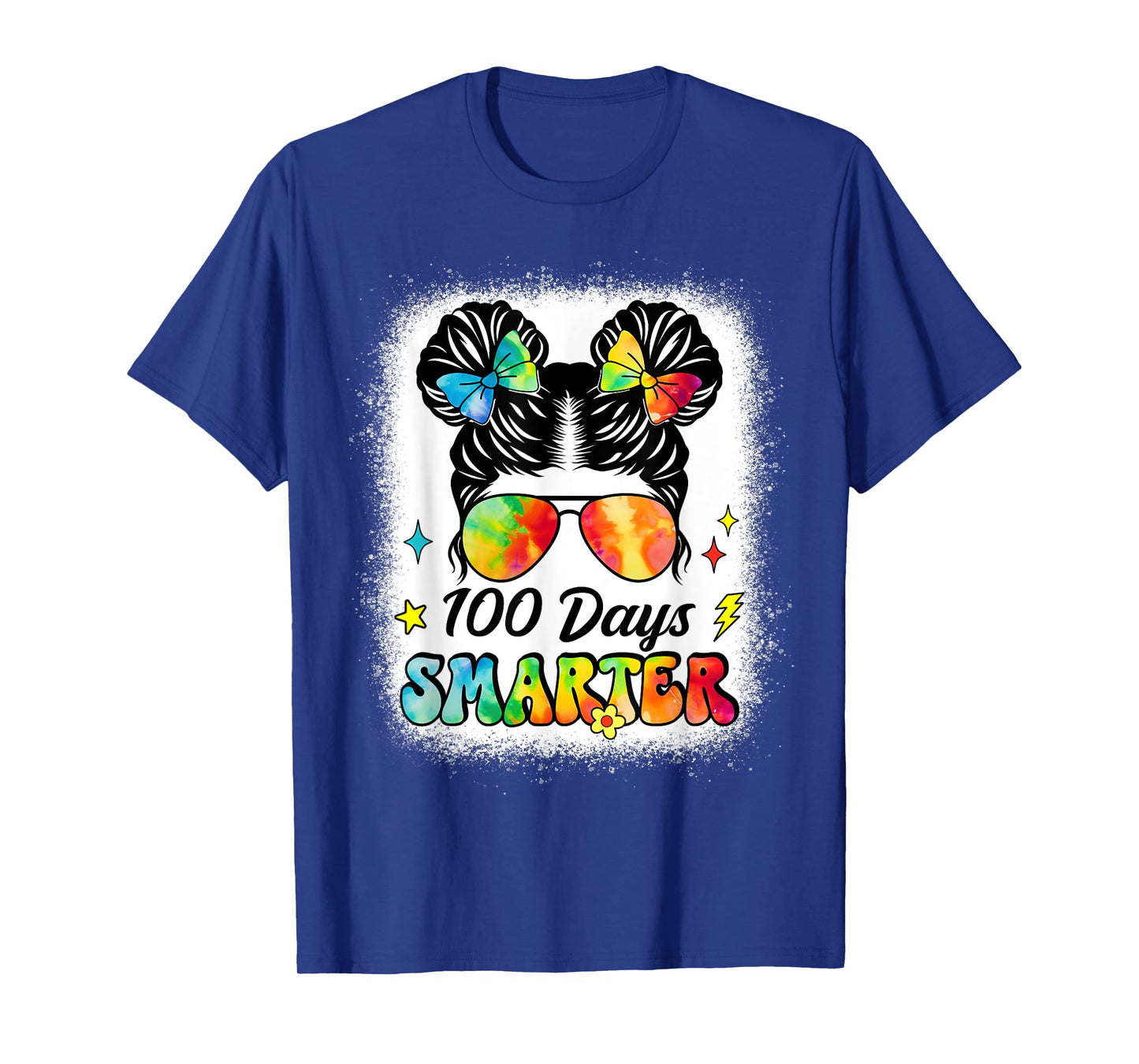 100 Days Smarter Messy Bun Girl 100th Day Of School Kids T-Shirt