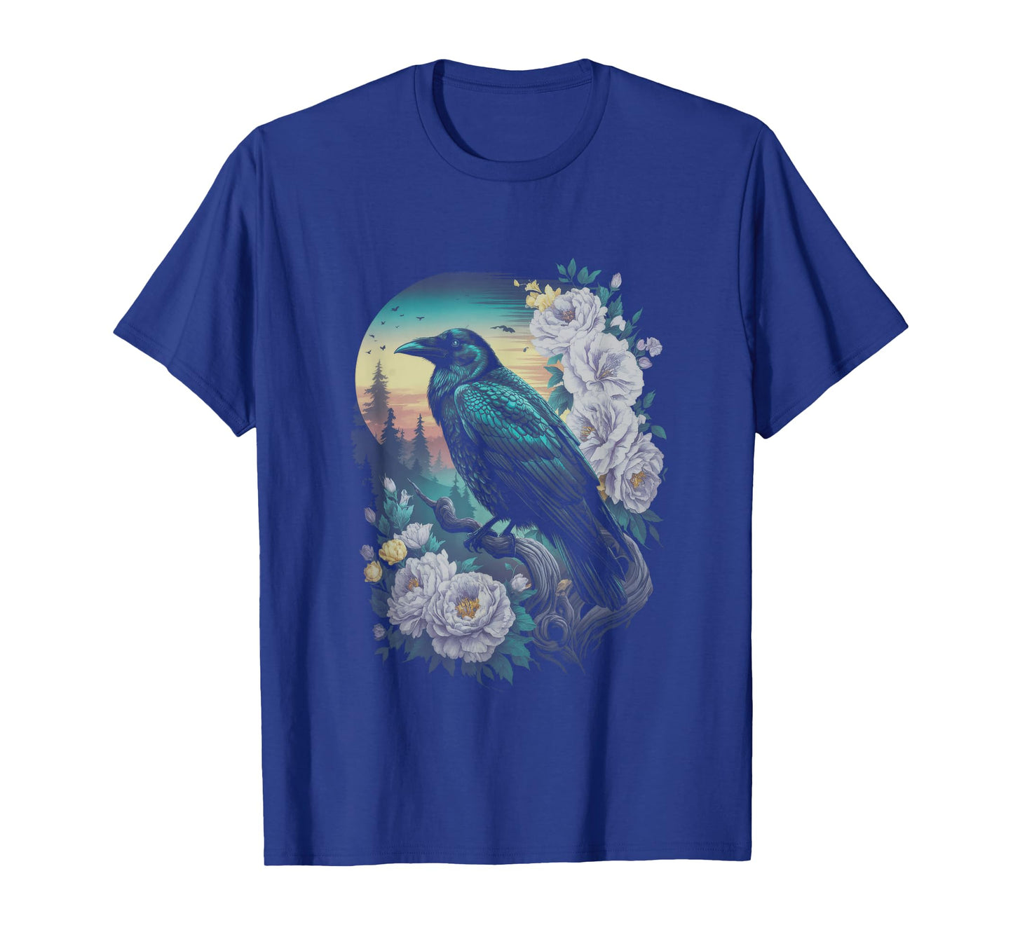 Ravens Raven Moon Floral Nature Birds T-Shirt