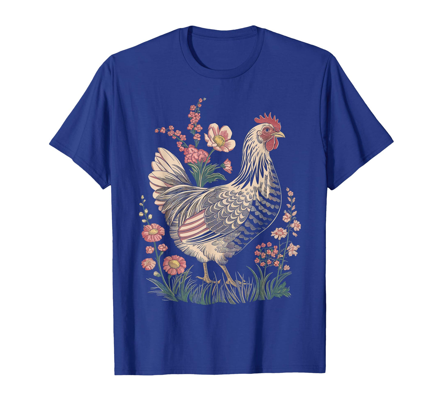 Chicken Floral Art Graphic Women Farm Chicken Lover Colorful T-Shirt