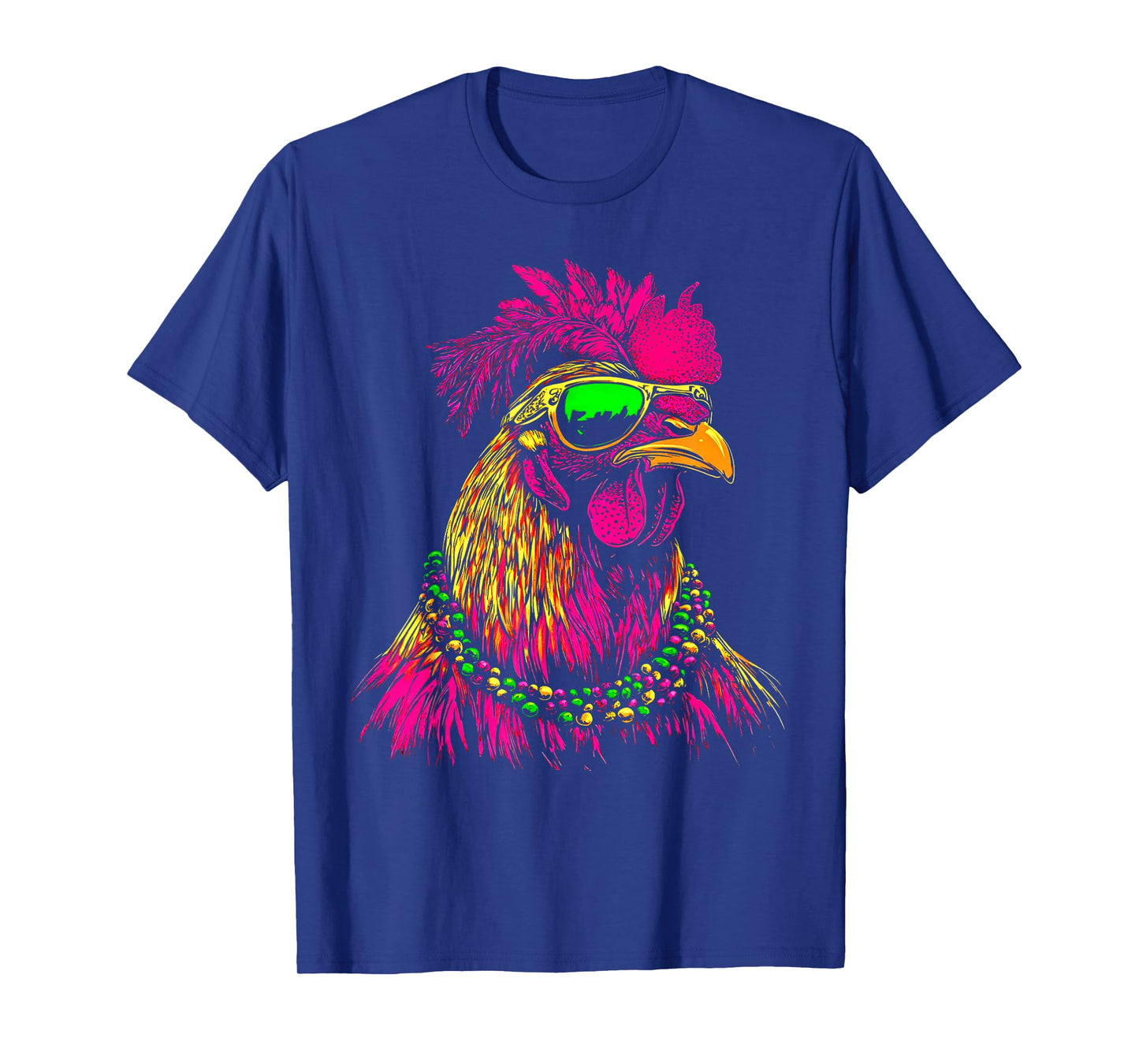 Mardi Gras Chicken Sunglasses Beads Farmer New Orleans Party T-Shirt