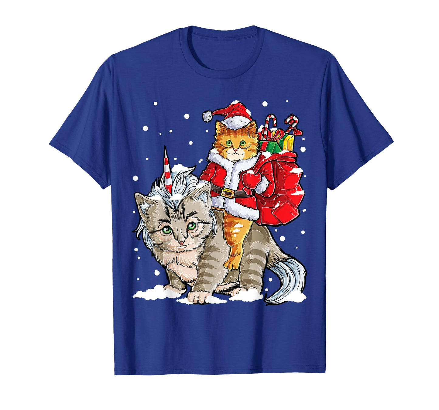 Cat Christmas Santa Caticorn Unicorn Meowy Catmas Xmas Girls T-Shirt