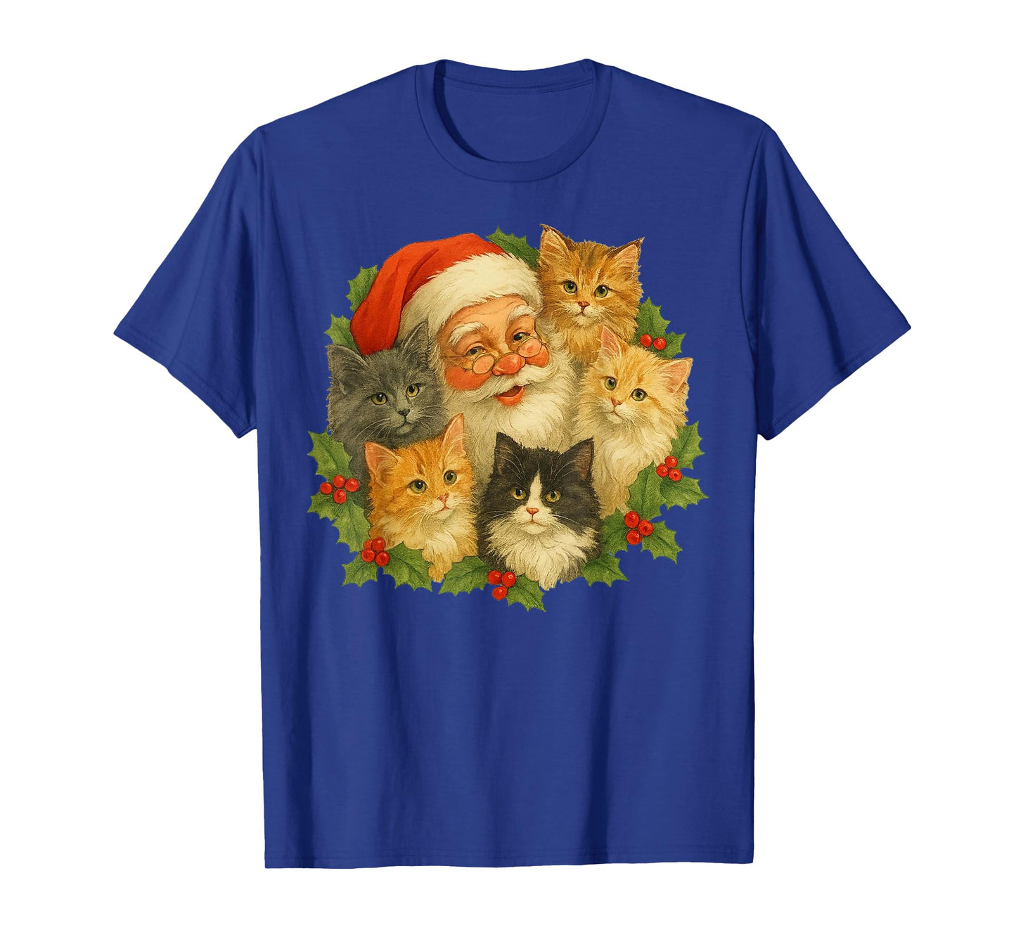Santa Claus Kittens Christmas Retro 90s Old Saint Funny T-Shirt