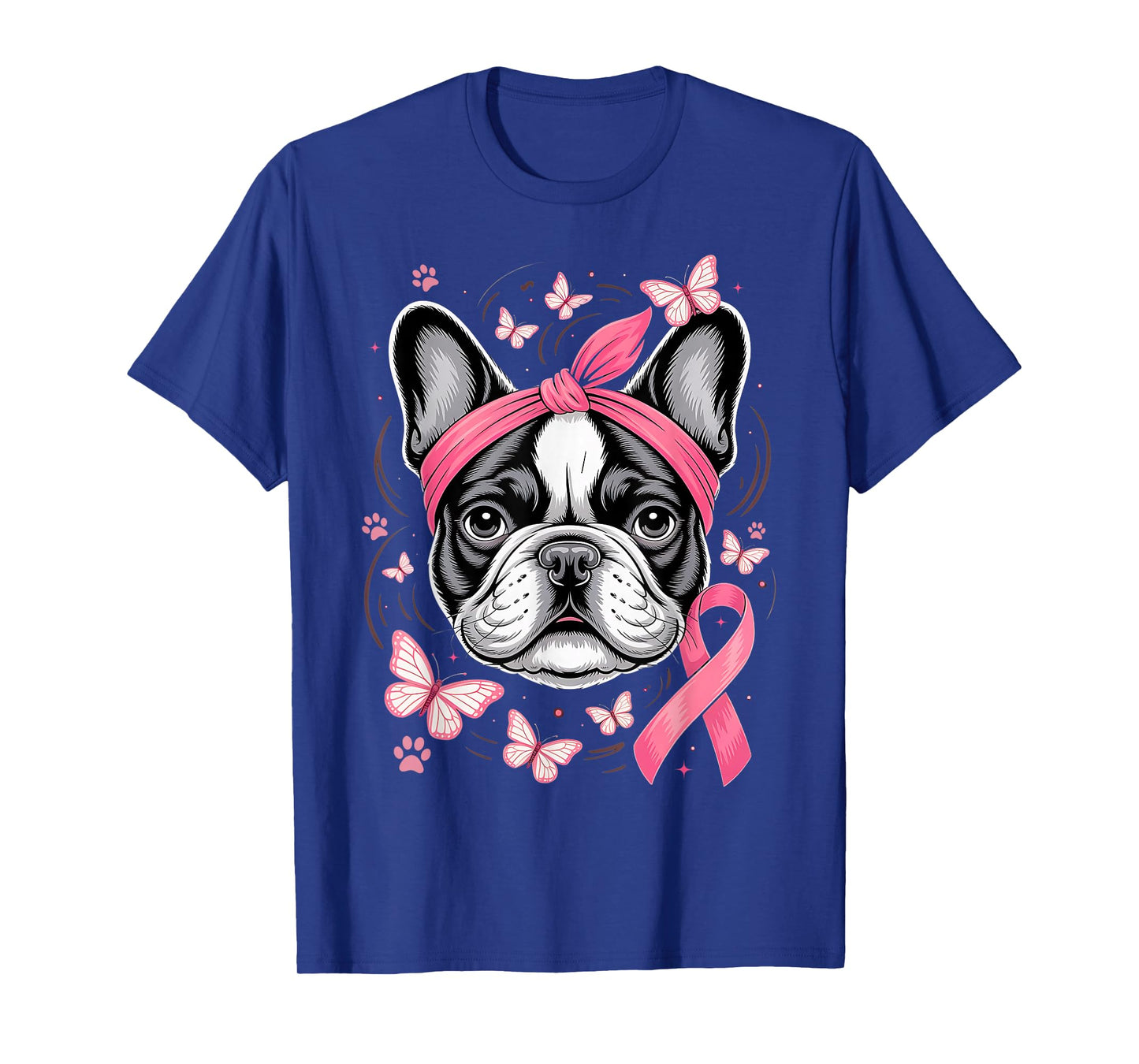 French Bulldog Breast Cancer Awareness Pink Ribbon October T-Shirt