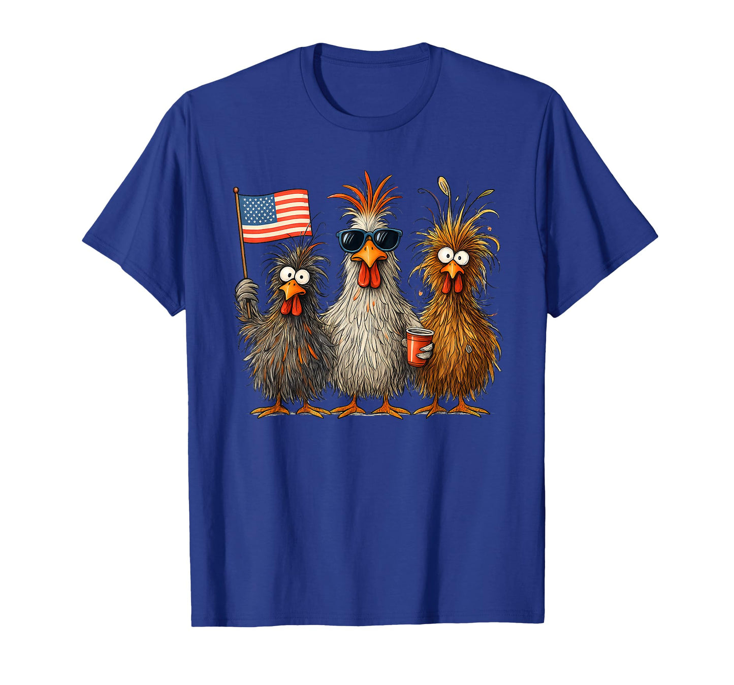 Funny Patriotic Chickens USA Flag 4th of July Chicken Lover T-Shirt