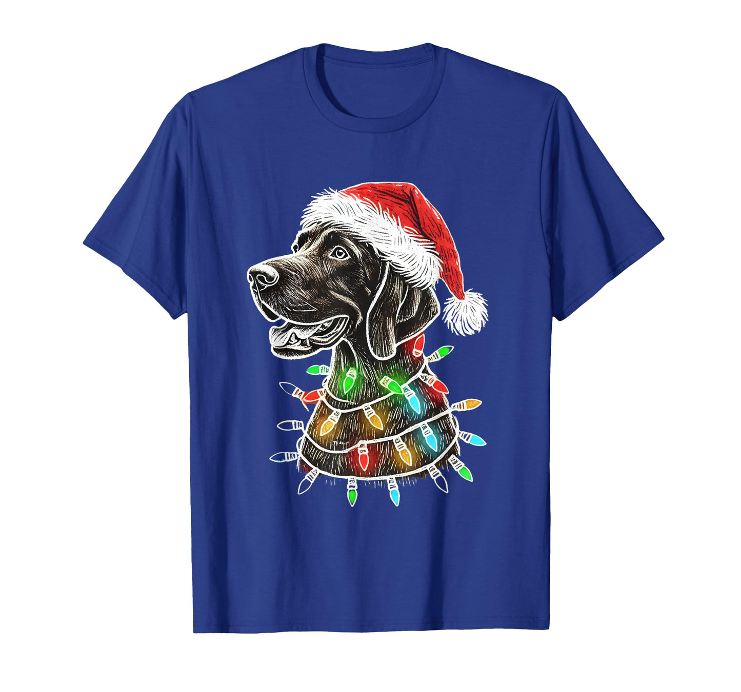 Santa Hat German Shorthaired Christmas Lights Dog's Mom Dad T-Shirt
