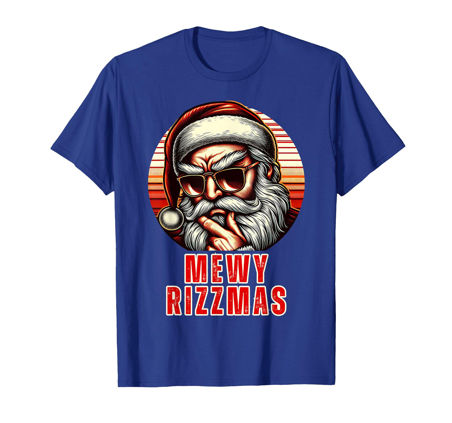Mewy Rizzmas Funny Santa Mewing Joke Rizz Mens Christmas T-Shirt