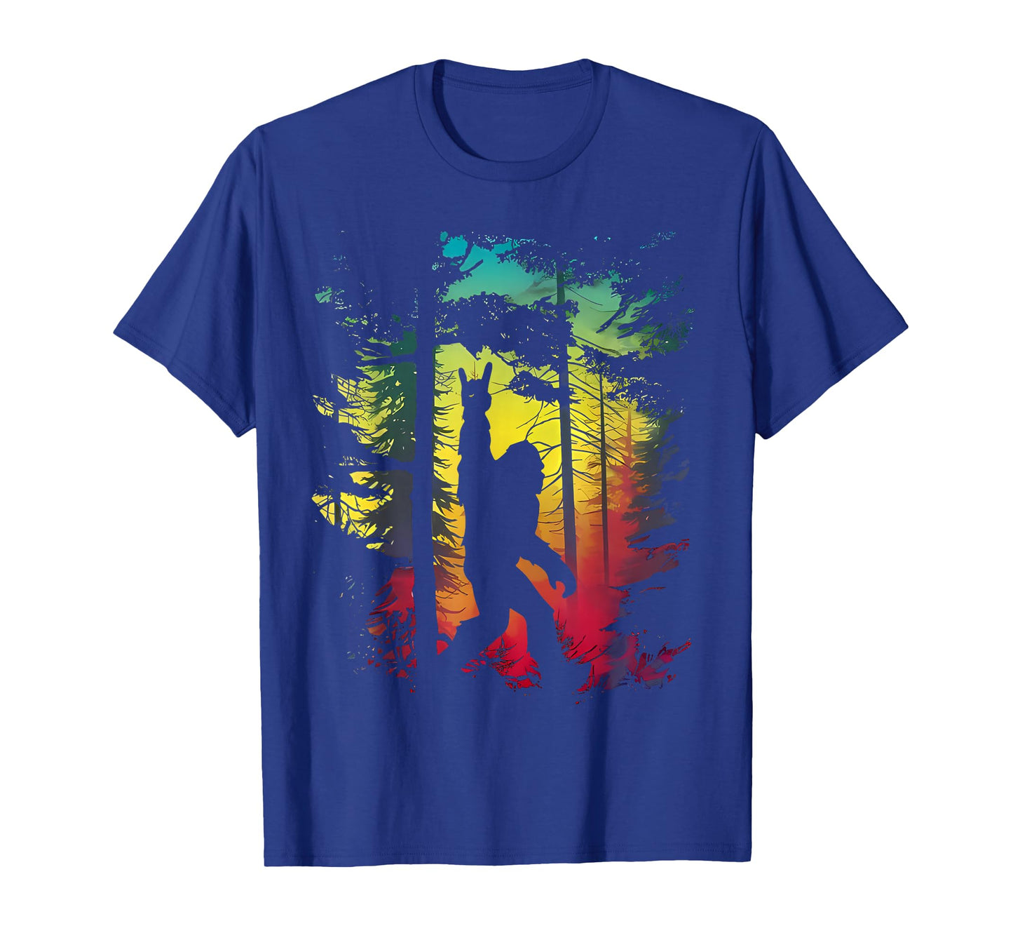 Rock On Bigfoot Sasquatch Loves Rock and Roll Mountain Trees T-Shirt