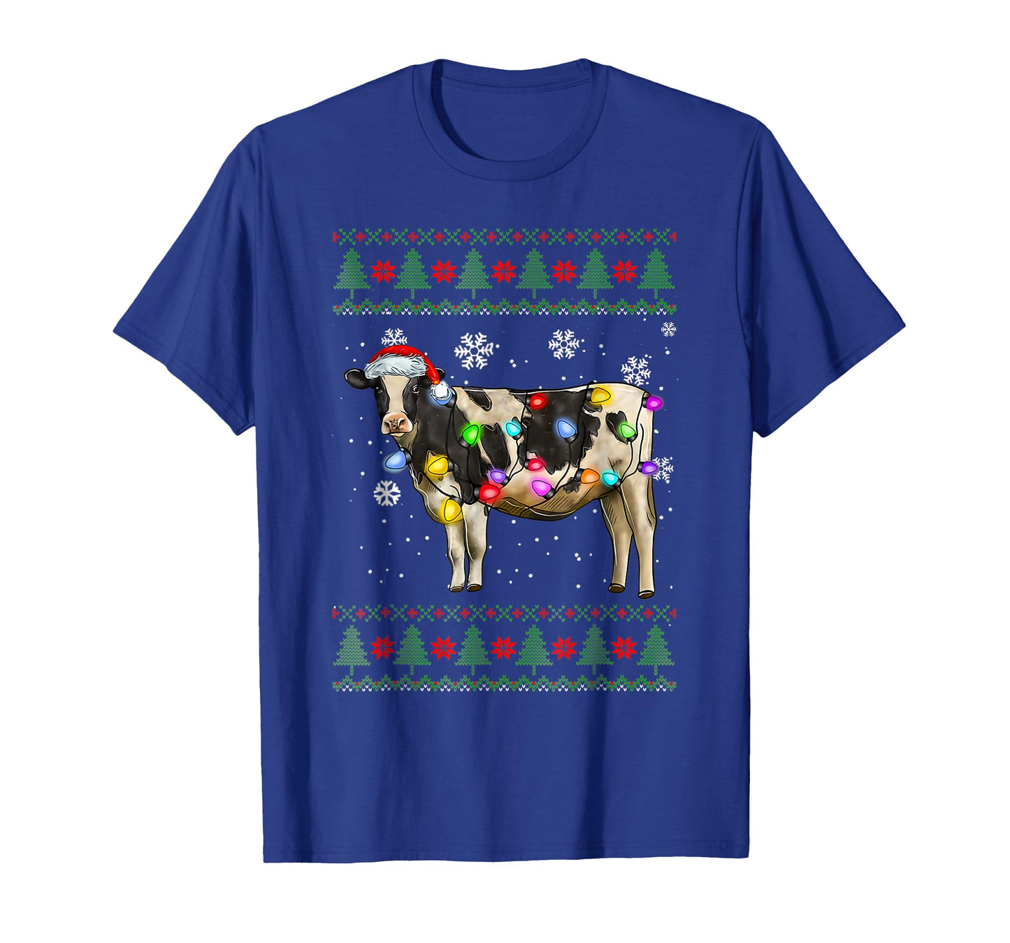 Ugly Cow Christmas Sweater Santa Hat and Light Up Xmas T-Shirt