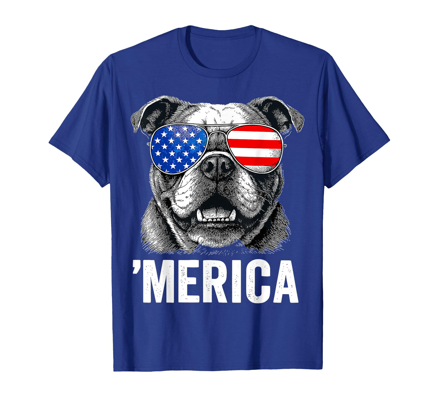 English Bulldog 4th of July Merica Men Women USA Flag T-Shirt