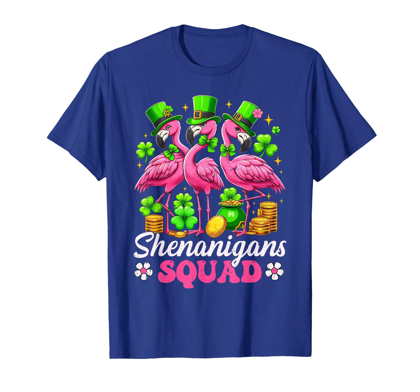 Groovy Shenanigan Squad Irish Flamingo St Patrick's Day T-Shirt