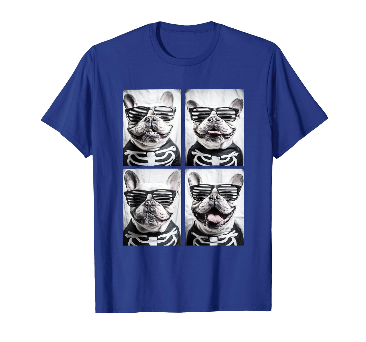 French Bulldogs with Sunglasses Halloween Skeleton Costume T-Shirt