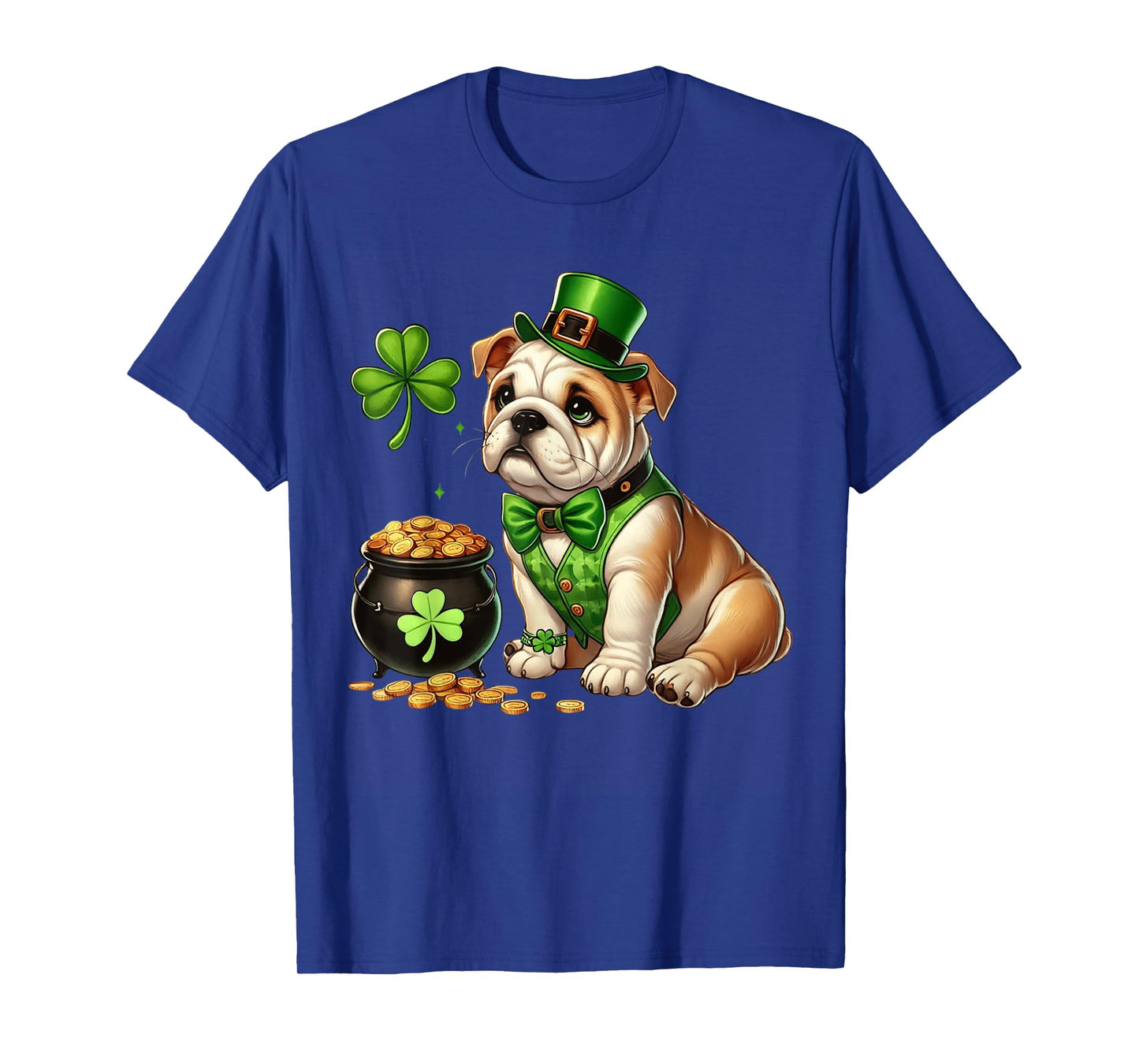 Bulldog Leprechaun St Patricks Day Shamrock Kids Cute Dog T-Shirt