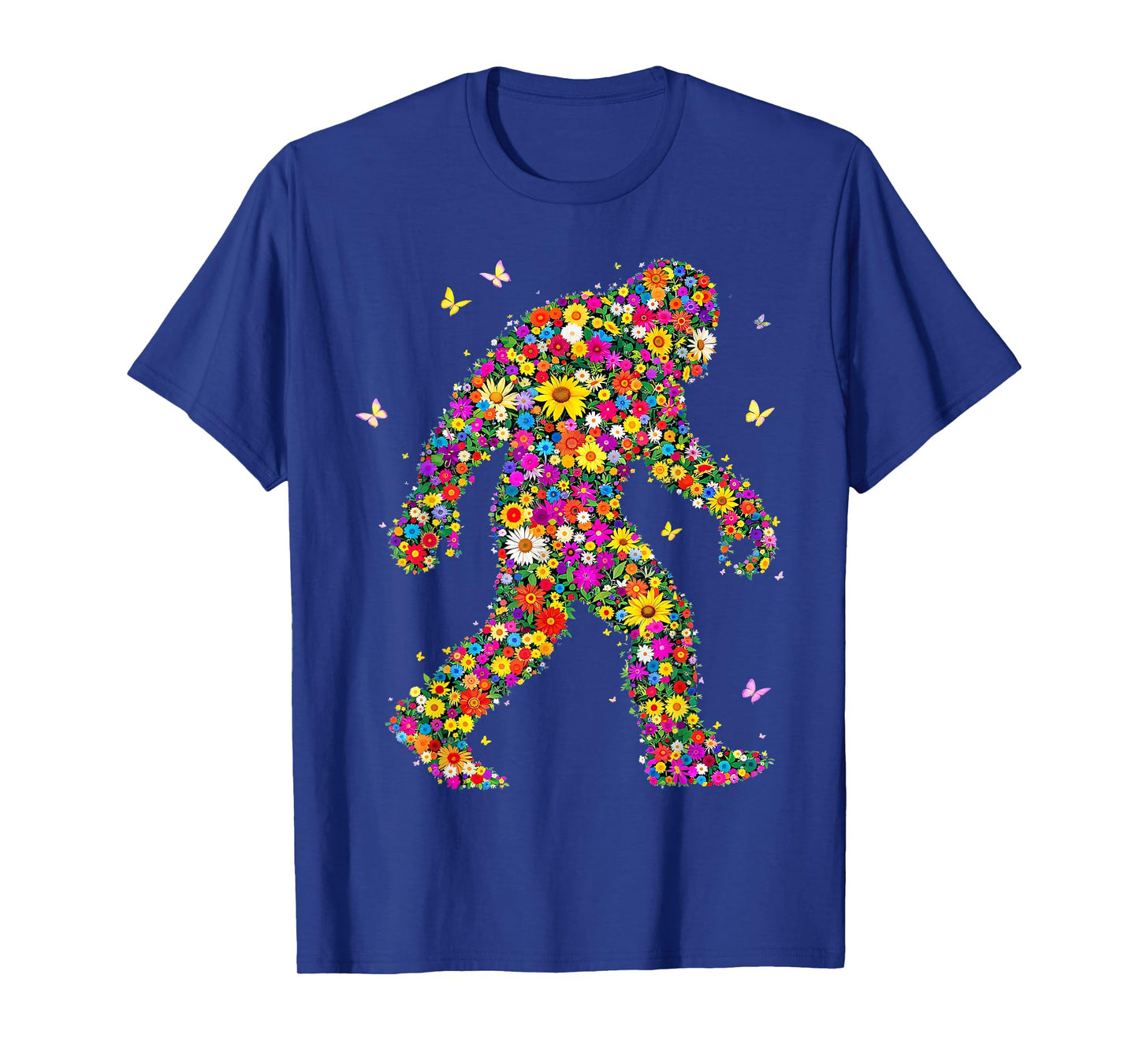 Bigfoot with Flowers - Retro Floral Sasquatch Believers T-Shirt