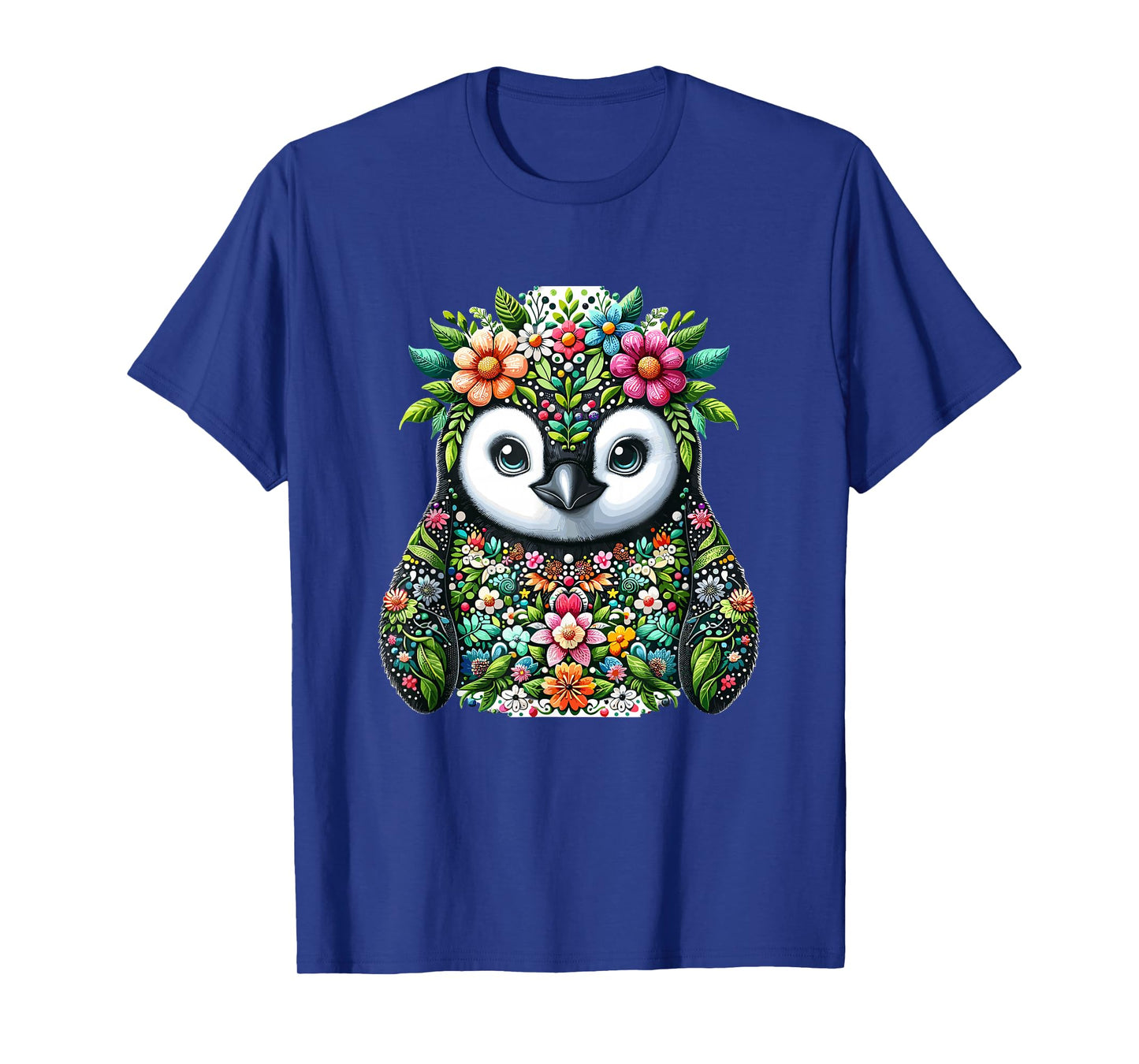 Cute Floral Aesthetic Penguin Lover Penguin T-Shirt