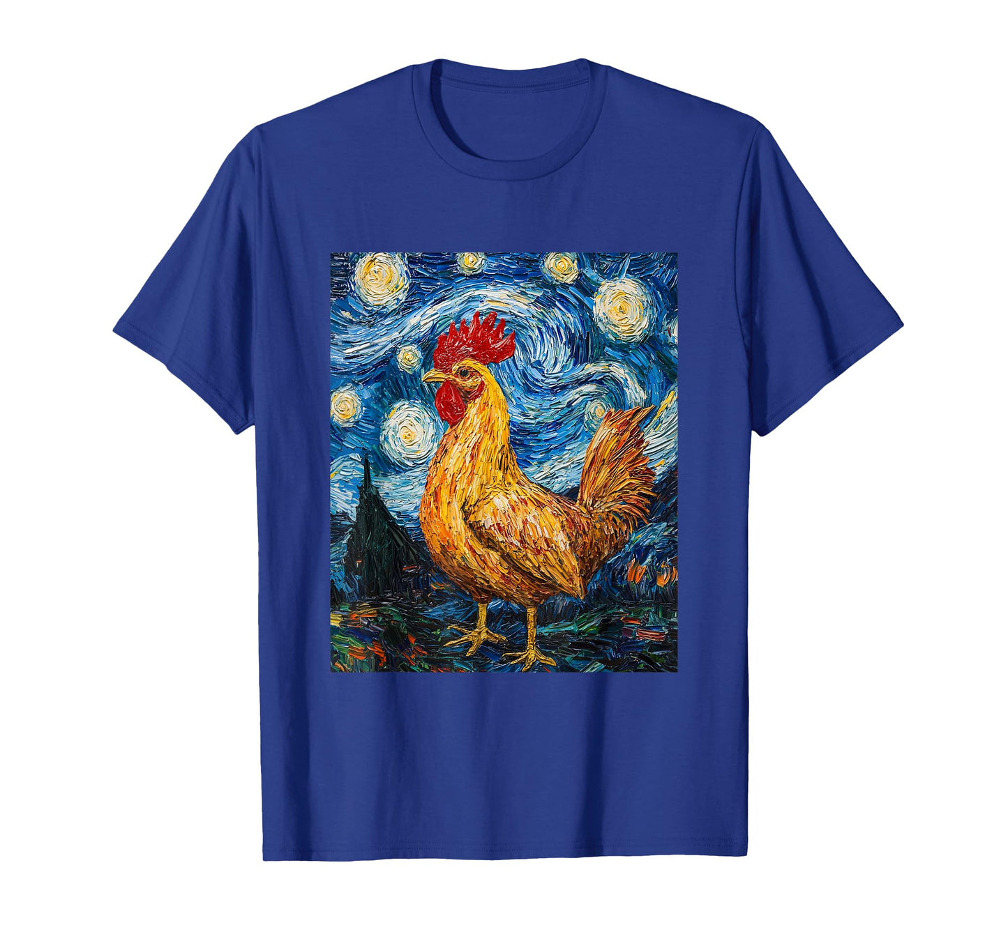 Funny Chicken - Van Gogh Style - Starry Night Graphic T-Shirt