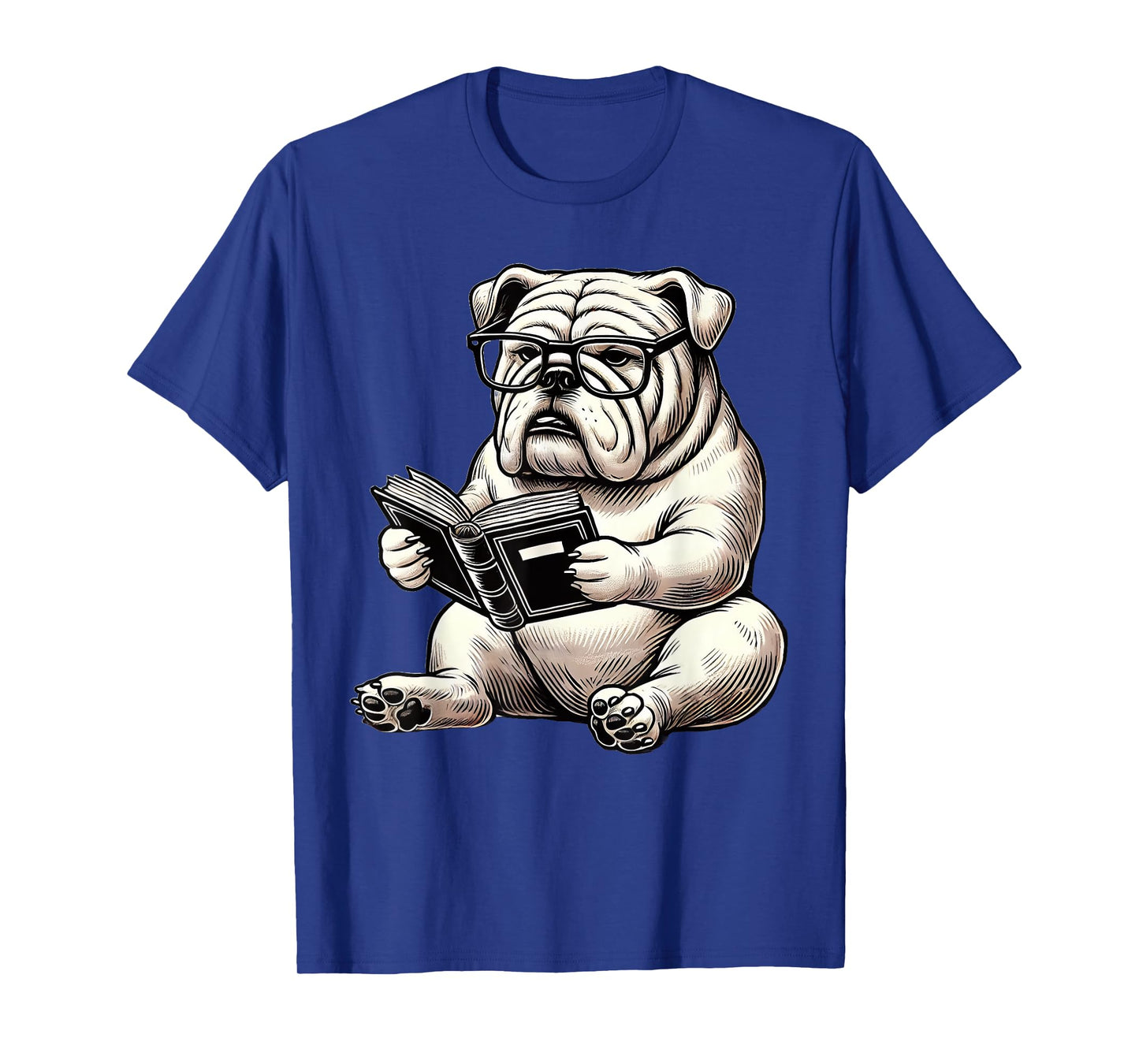 Cute Dog English Bulldog Reading Book T-Shirt for Men Women Girls Kids