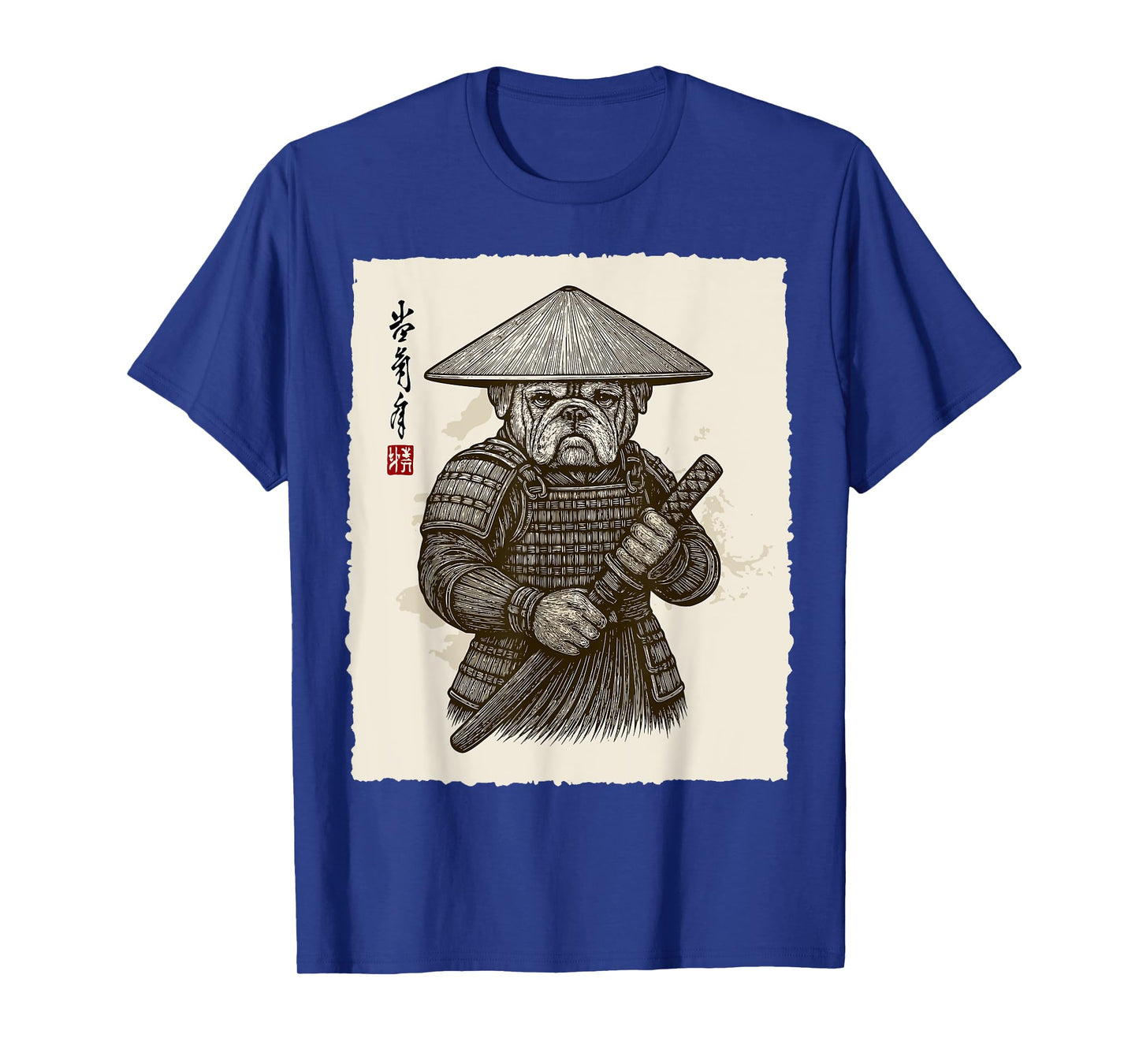 Samurai Warrior Bulldog Japanese Katana Bushido Animal Art T-Shirt for Men Women Kids