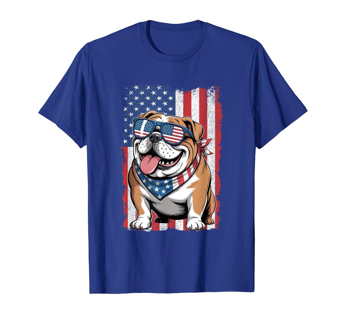 English Bulldog 4th of July Dog Patriotic USA Flag Man Woman T-Shirt