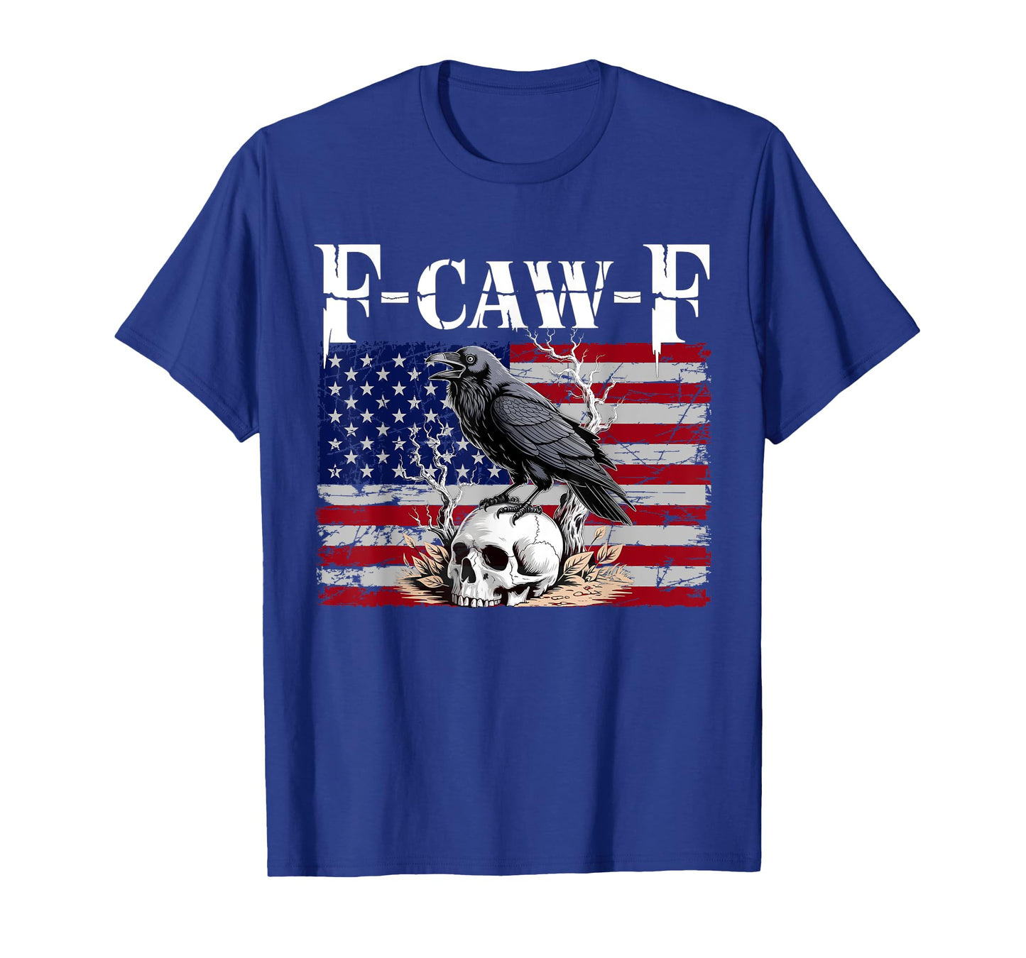F-Caw-F Black Crow Black Bird Retro USA Flag Vintage F-Caw-F T-Shirt