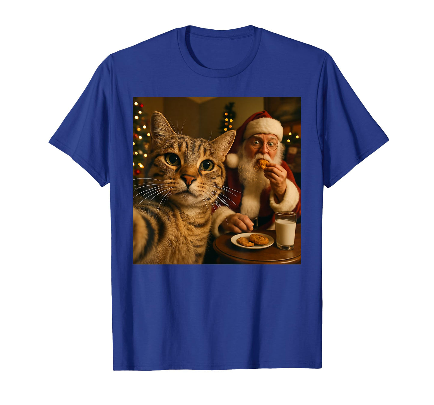 Funny Cat Selfie with Santa Claus Christmas Meme T-Shirt