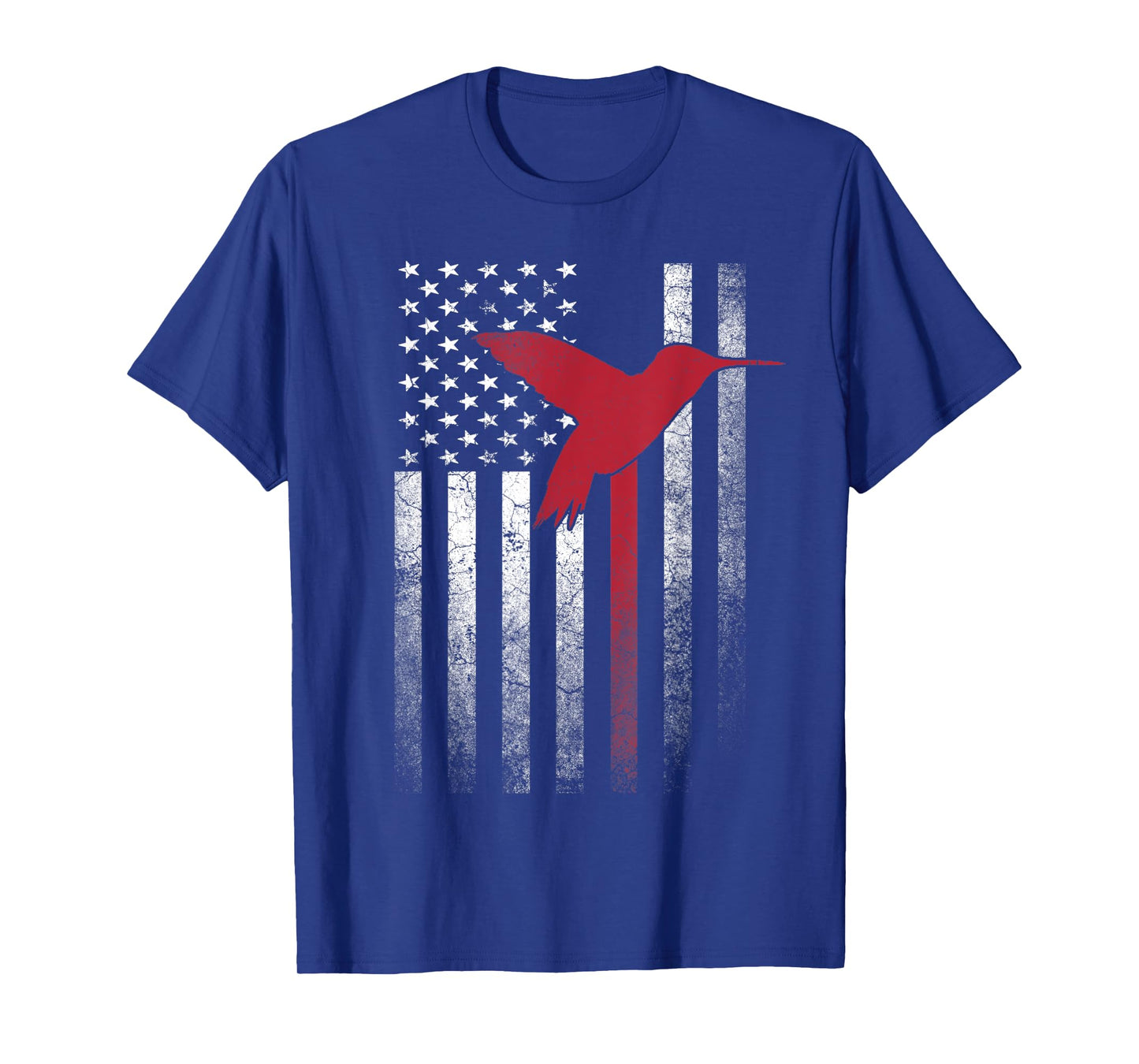 Hummingbird Bird- 4th of July American Flag USA America T-Shirt for Women Men