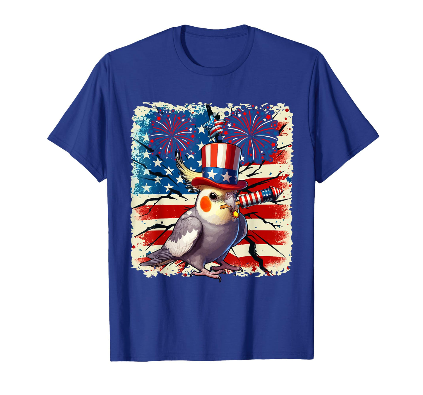 4th Of July US Flag Fireworks Cockatiel Costume Bird Lover T-Shirt