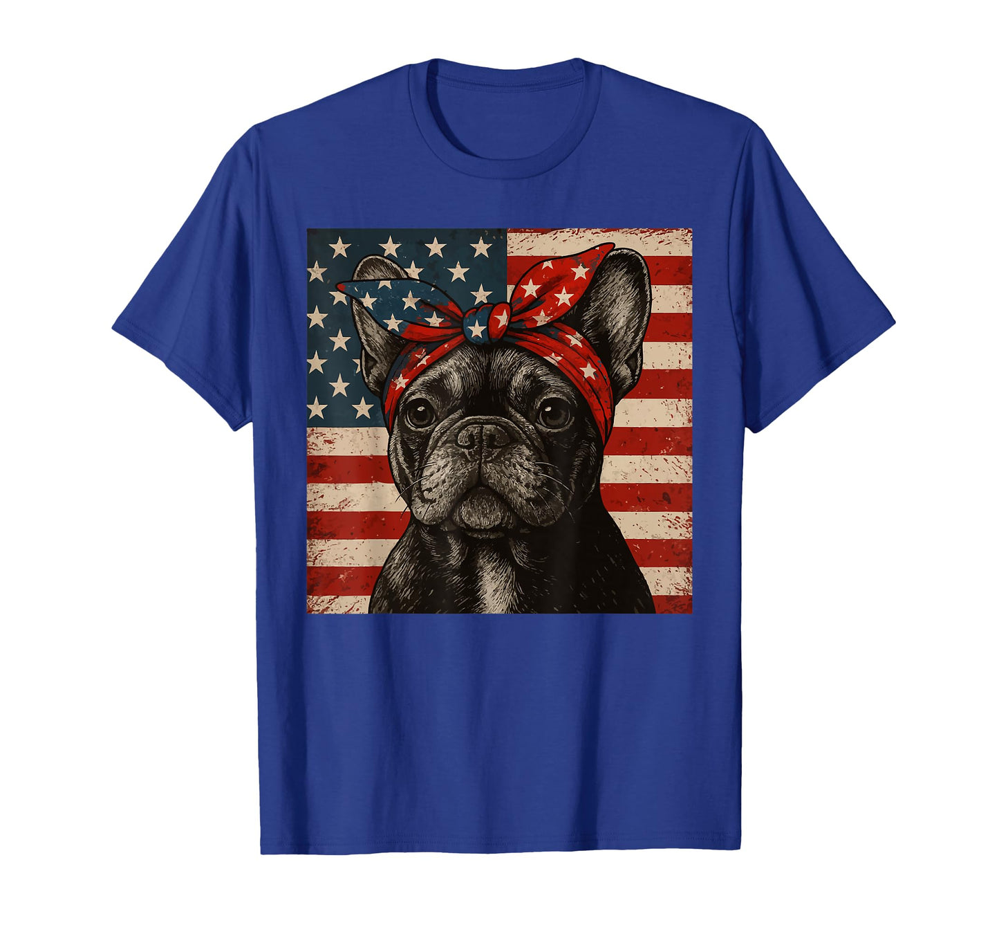 Frenchie Bow Dog Patriotic 4th of July Men Women Kids T-Shirt