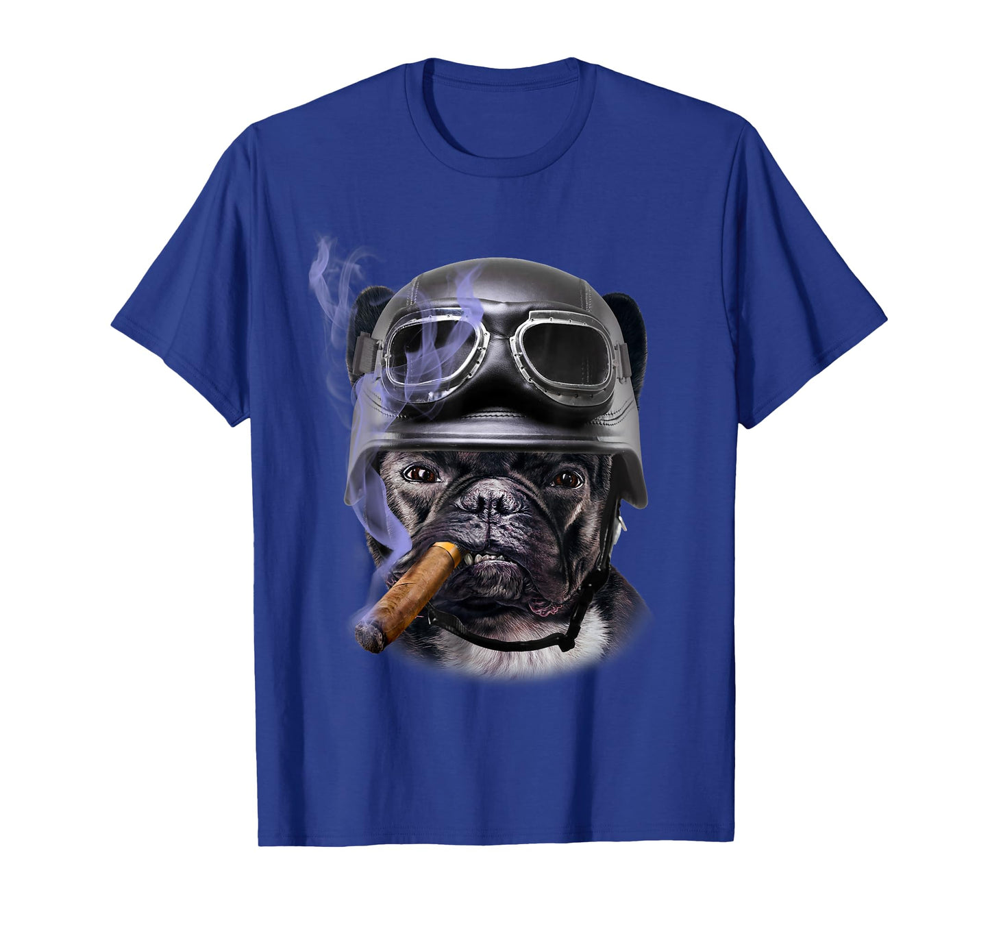 T-Shirt, French Bull Dog Biker in Motorcycle Helmet, Cigar T-Shirt for Men Women