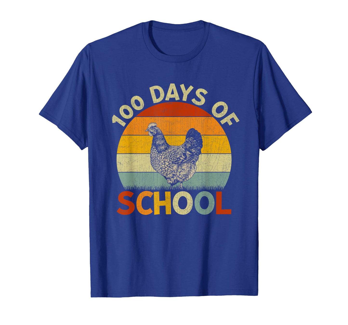 Chicken Retro Boys Girls Teachers 100th Day of School T-Shirt