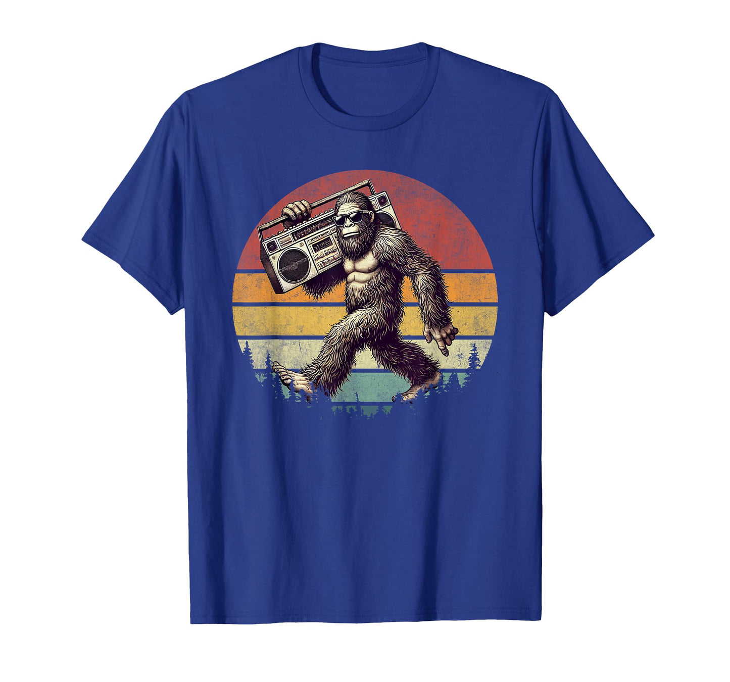 Funny Retro Bigfoot Boombox 80s Hip Hop Sasquatch Vintage T-Shirt