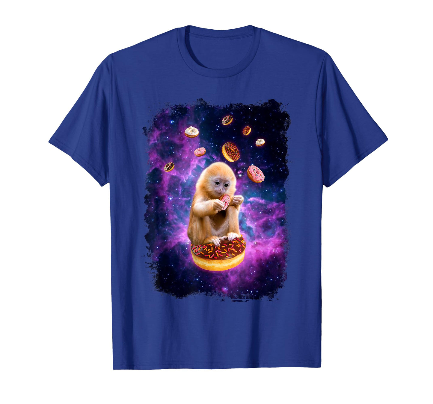 Monkey Eating Donuts in Space Tee - Funny Animal Monkey Tee T-Shirt