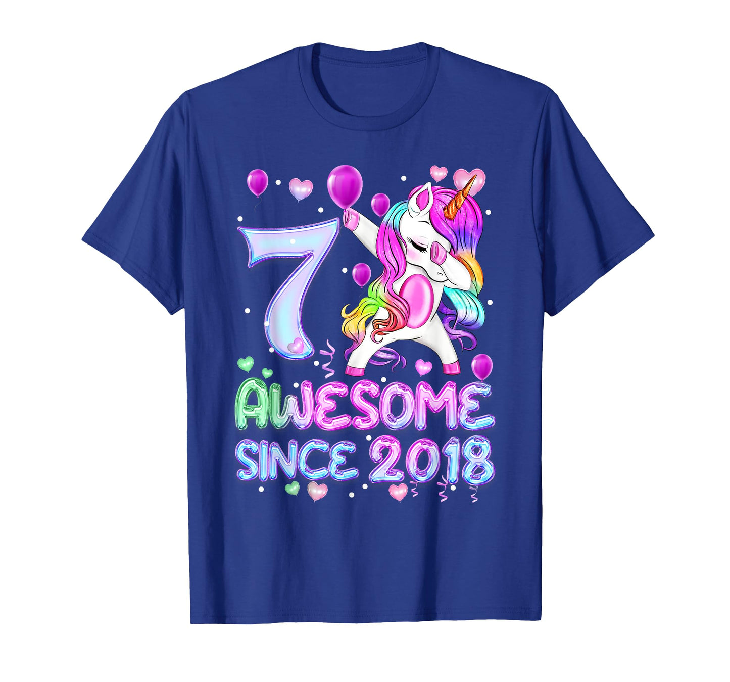 7 Years Old Unicorn Dabbing 7th Birthday Girl Unicorn T-Shirt