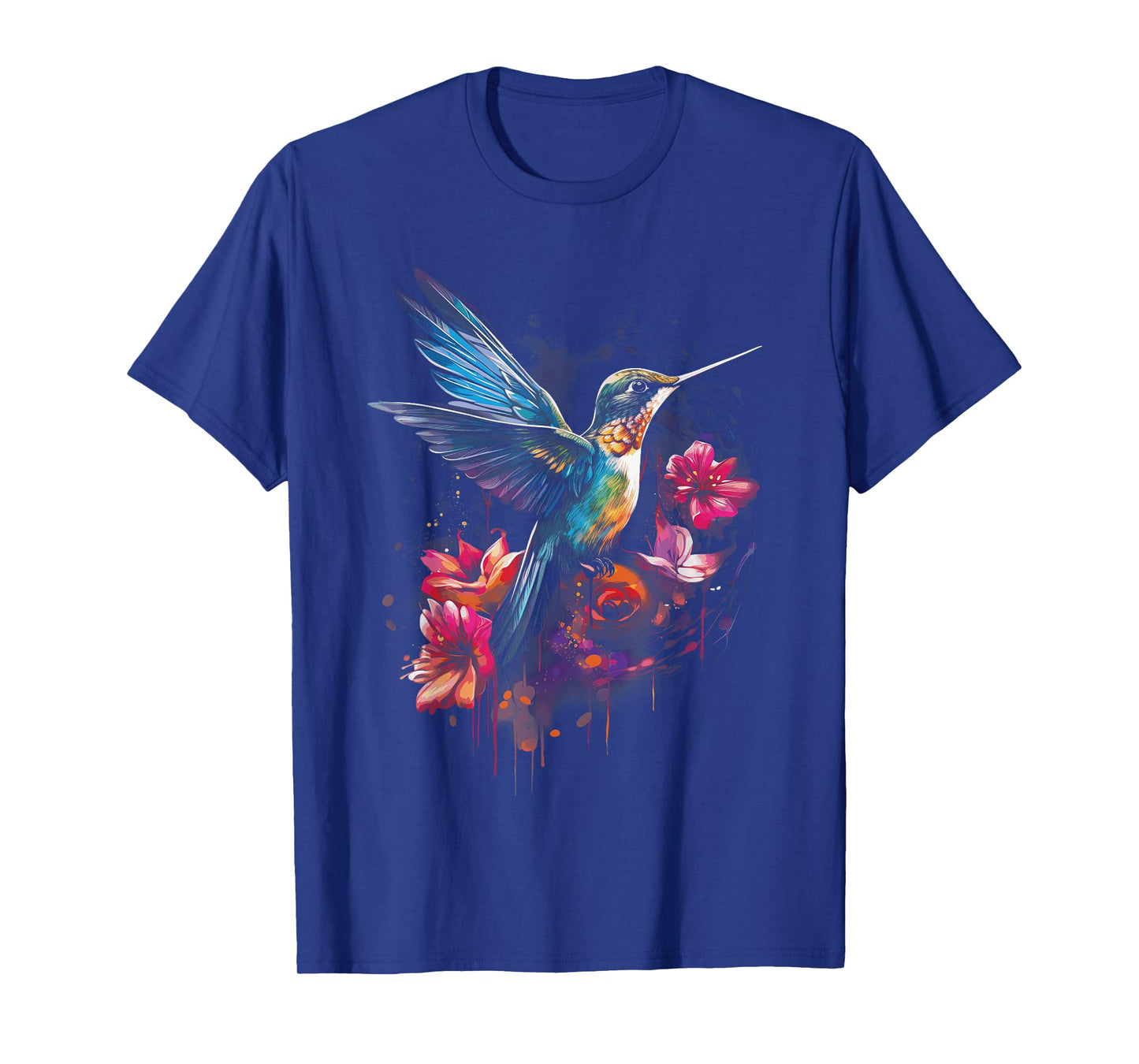 Hummingbird Floral Bird Artwork T-Shirt