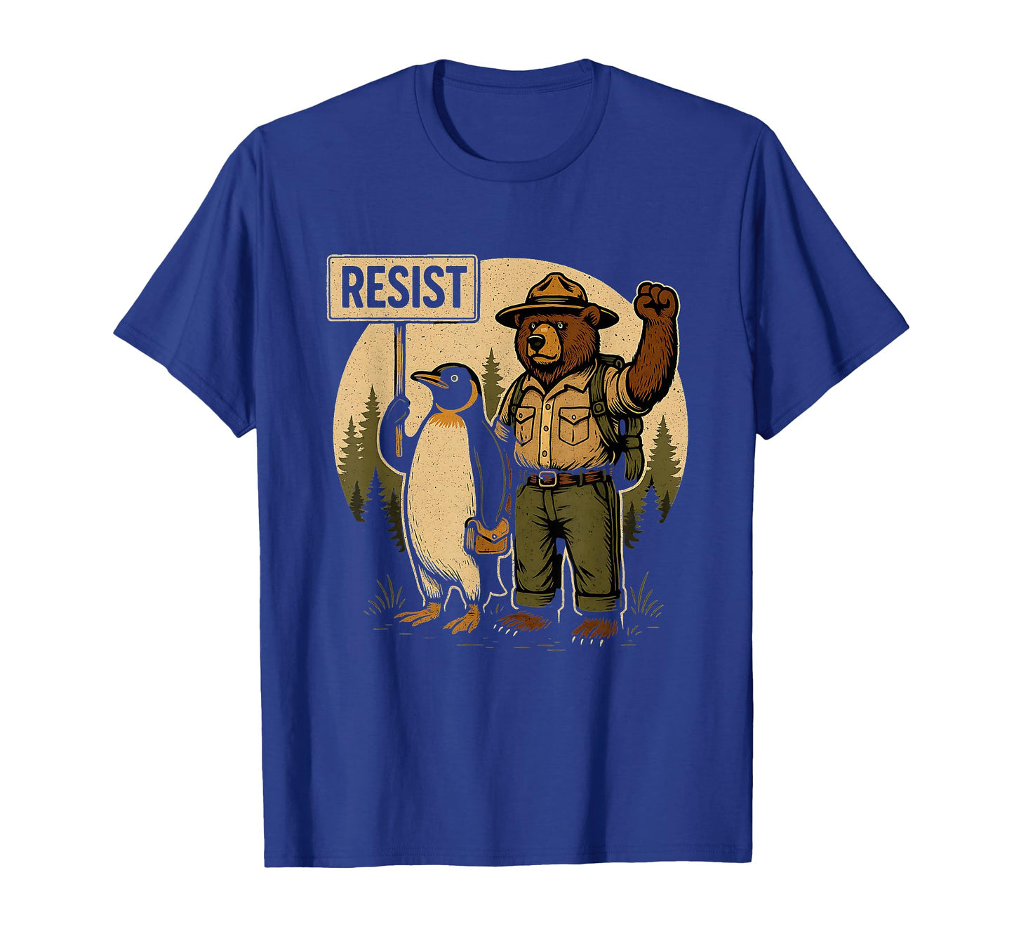 Funny Resist Forest Bear and Penguin Protest Against Tariffs T-Shirt