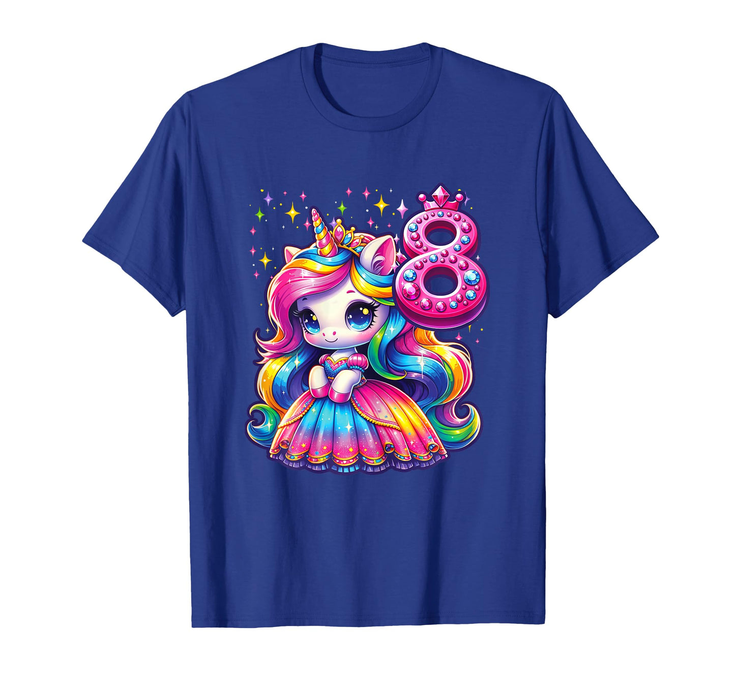 Unicorn Princess 8th Birthday 8 Year Old Party Girl Outfit T-Shirt