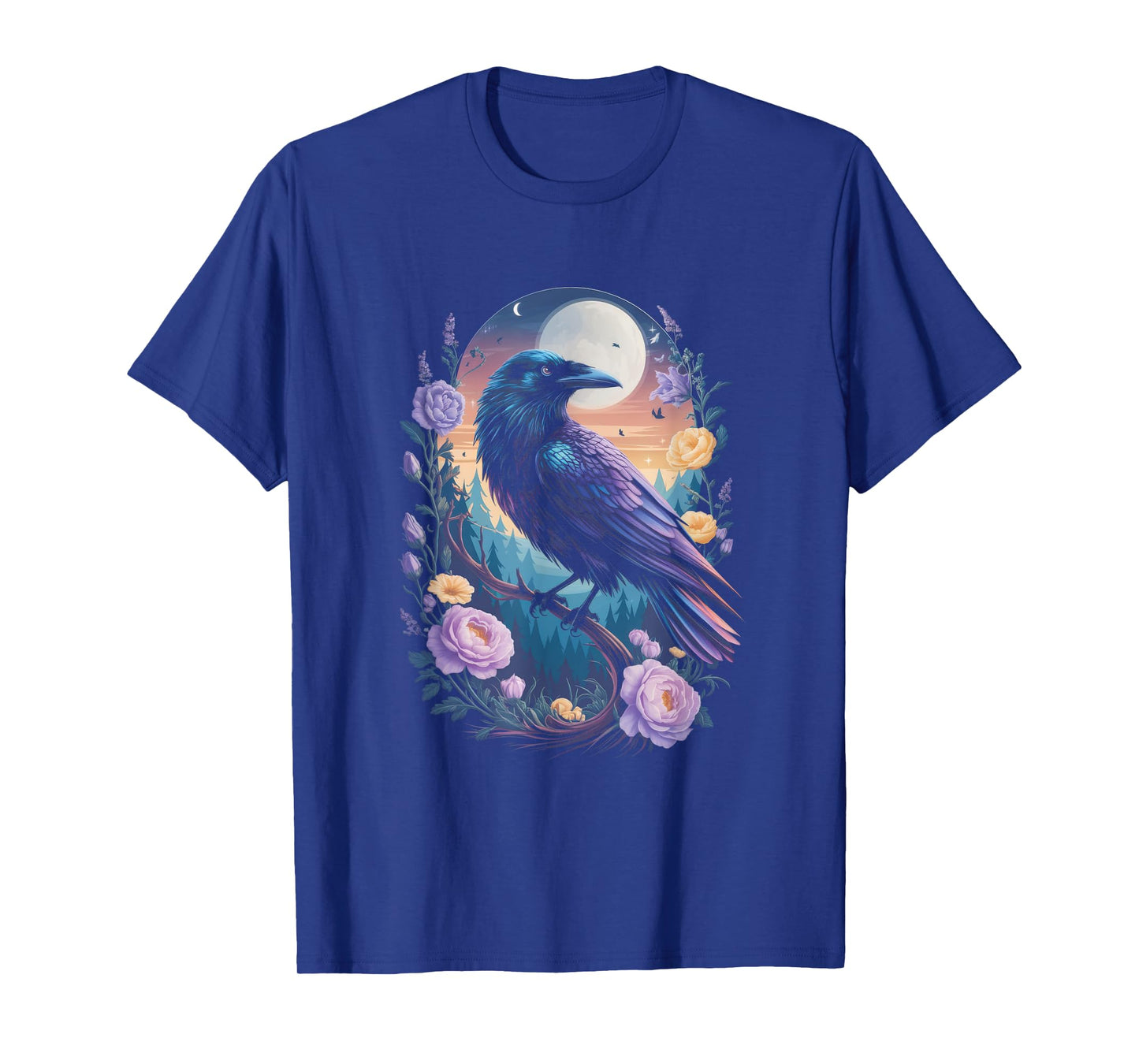 Ravens Raven Moon Floral Nature Birds T-Shirt