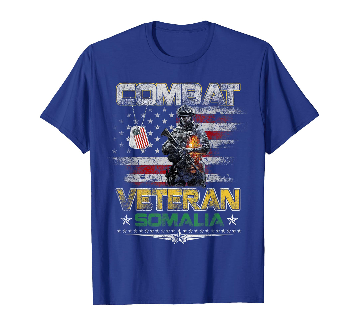 Combat Veteran Somalia Military Vintage Flag Veterans Day T-Shirt