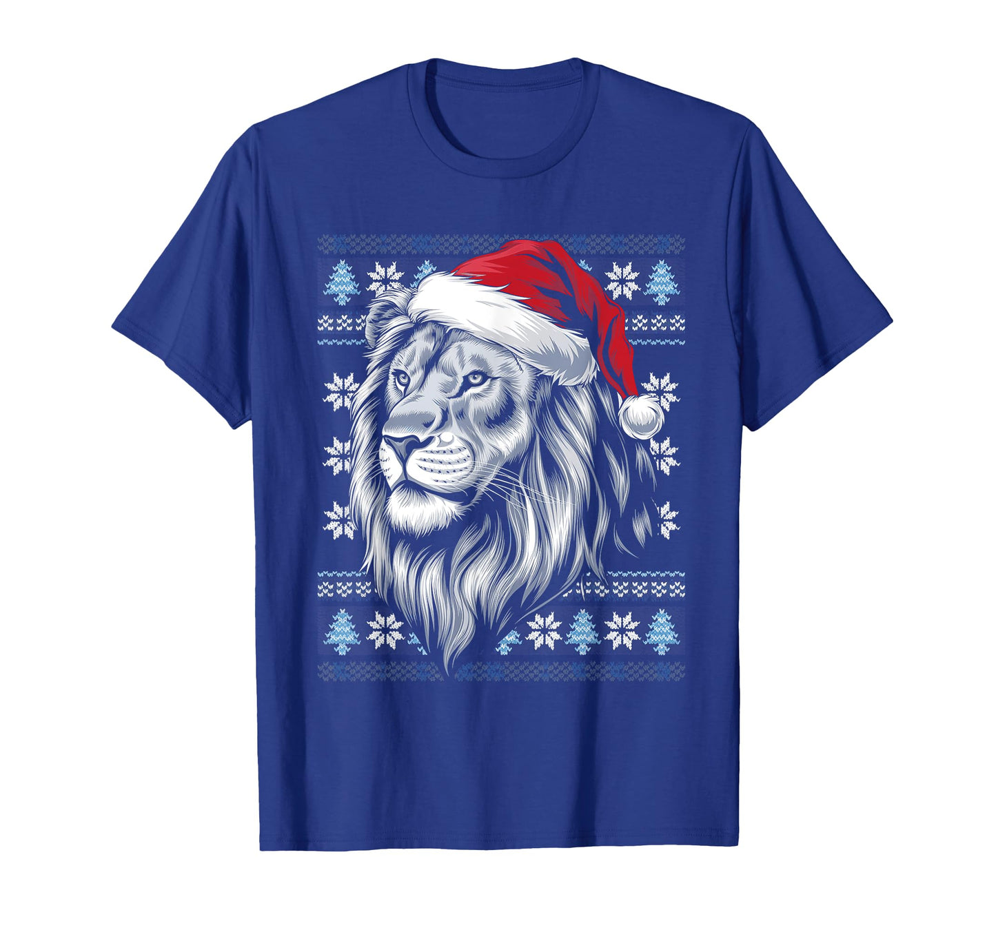 Lion Santa Hat Ugly Christmas Sweater Lion Lovers Holiday T-Shirt
