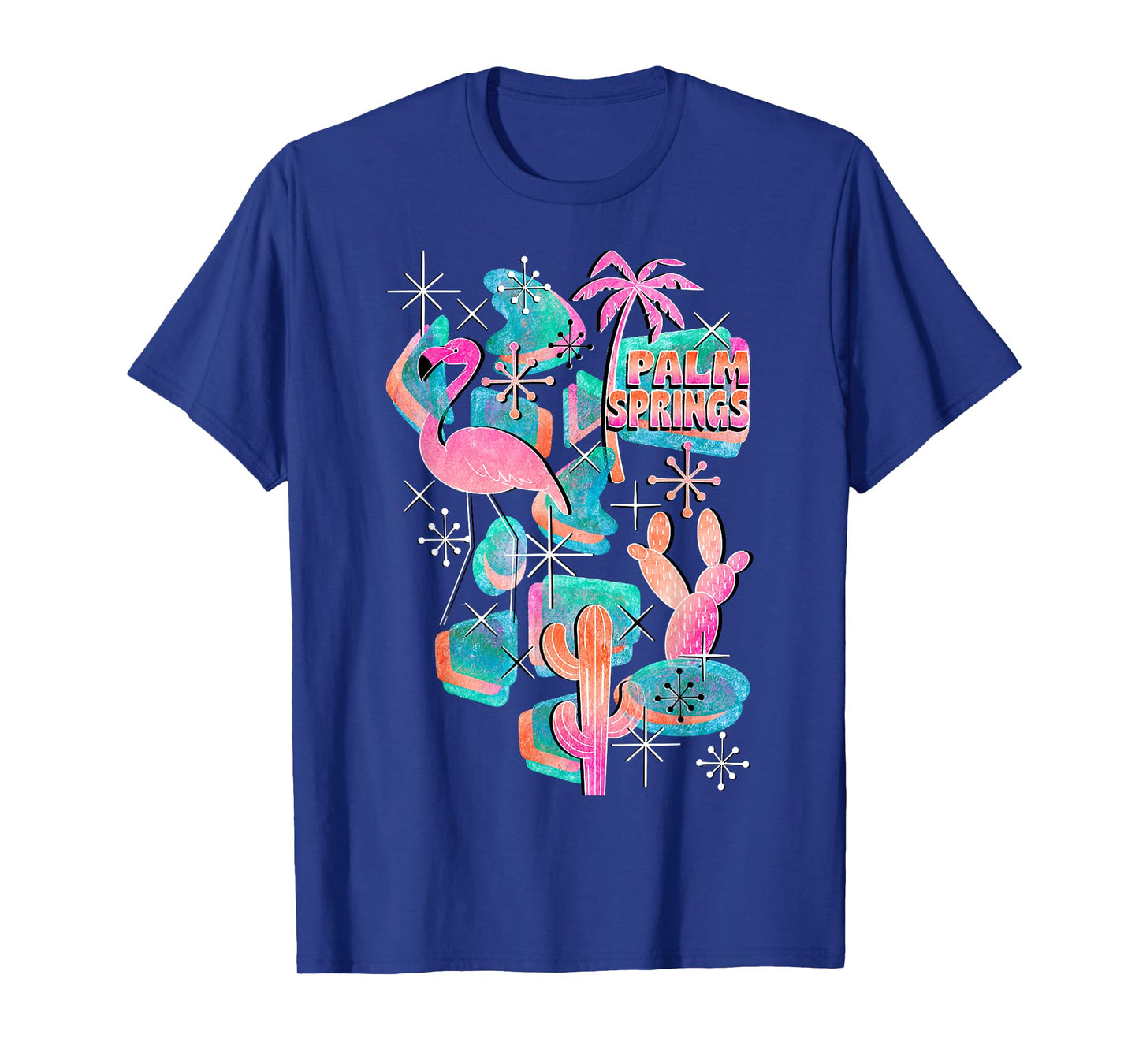 Peachy Palm Springs Vacation, Cool Flamingo On Summer T-Shirt