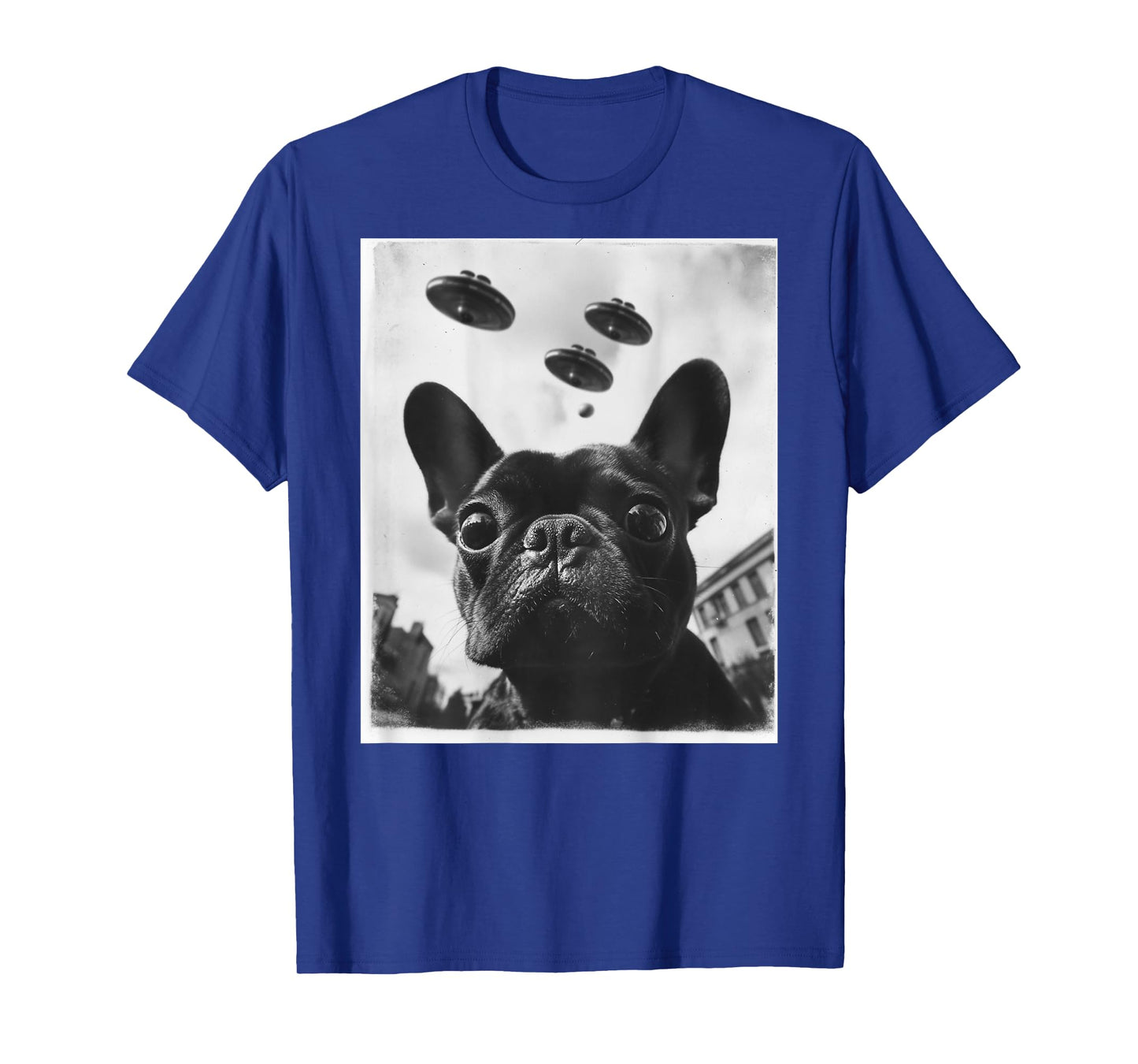 Funny graphic French Bulldog Frenchie UFO Alien Funny weird T-Shirt